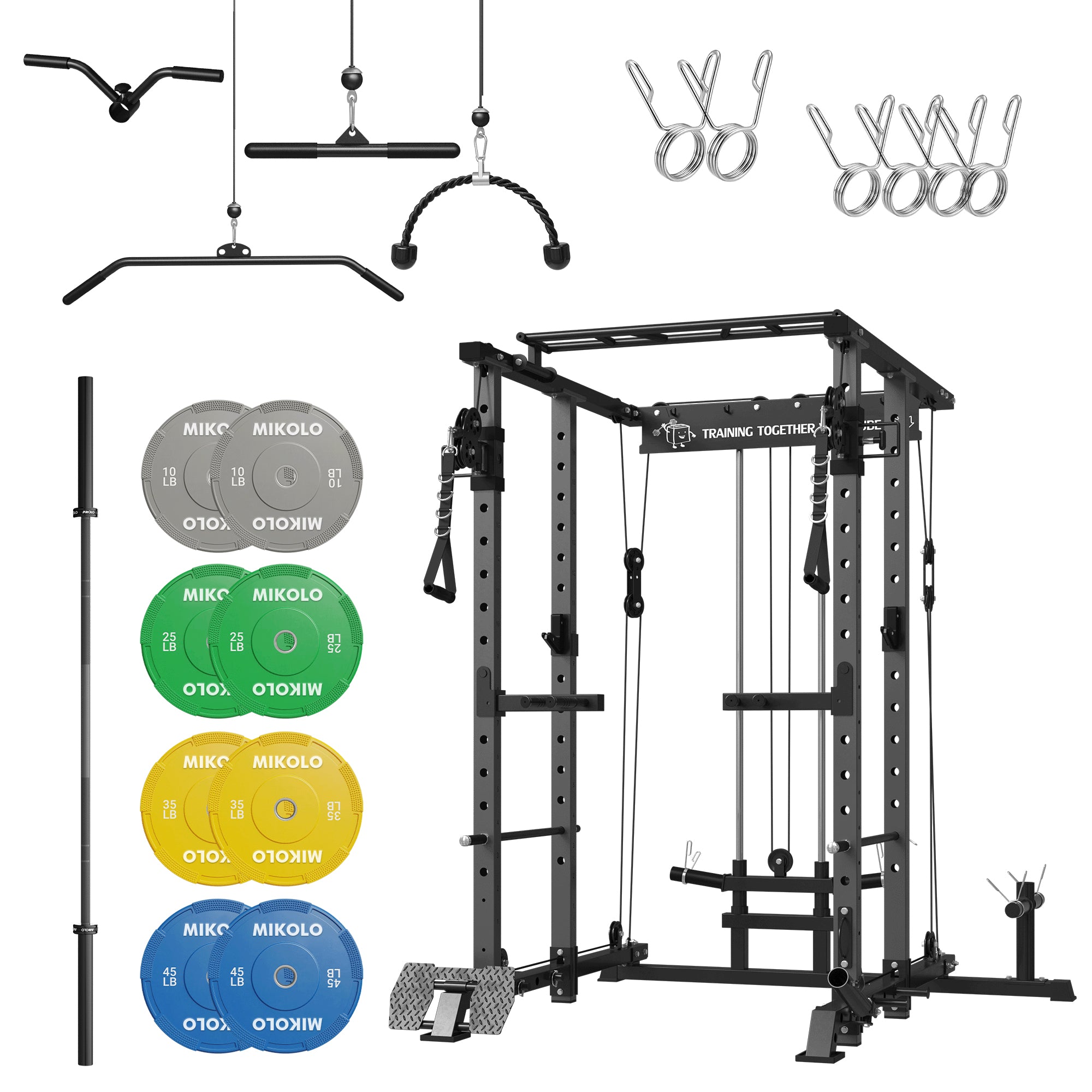 K3 Power Rack with Barbell and Weights Set