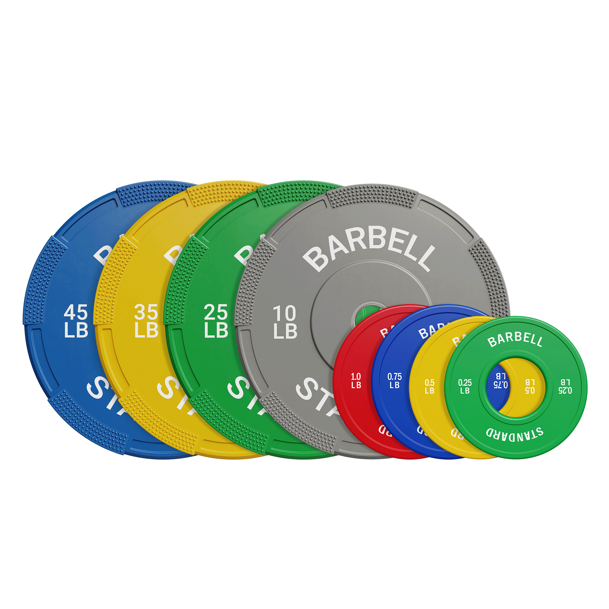 235 lbs Set EZ-Grip Color Bumper Plates & Fractional Plates