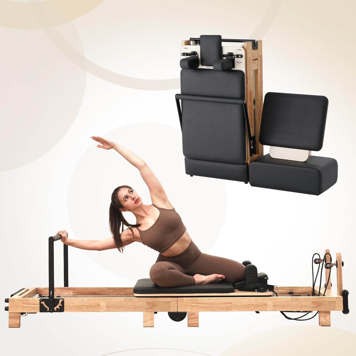 Wooden Foldable Pilates Reformer Machine with Springs