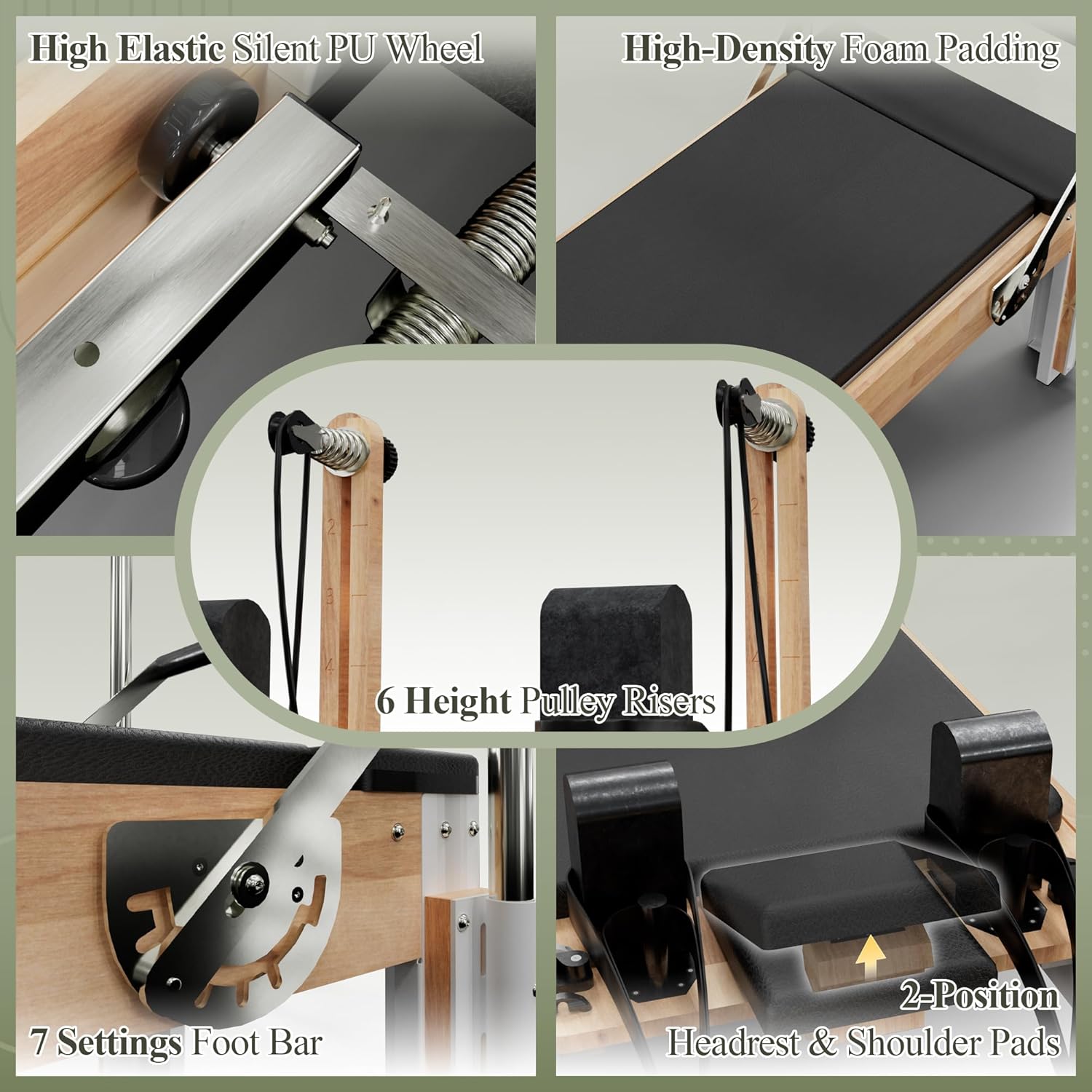 Wooden Reformer Pilates Machine with Cadillac Trapeze Table