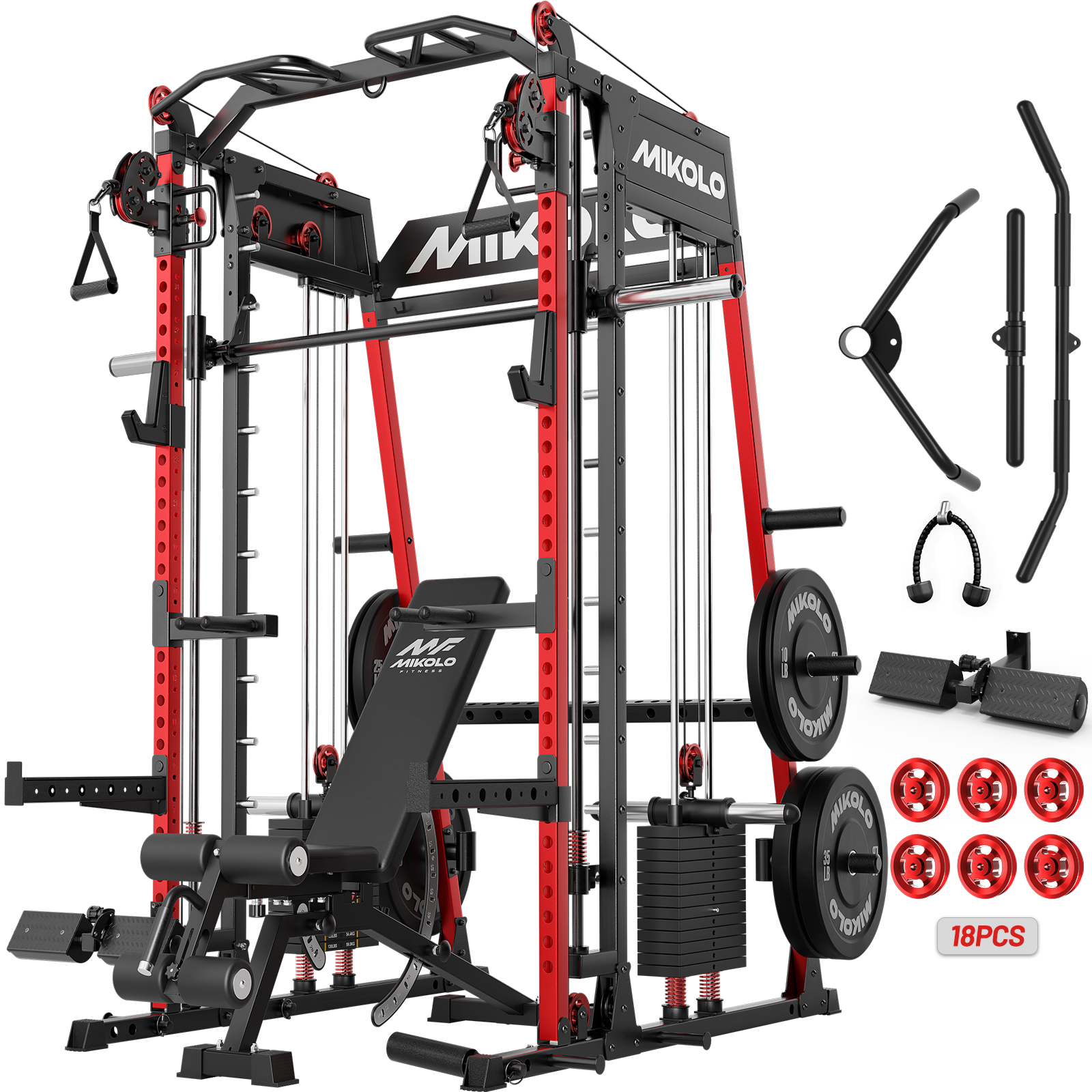 Máquina de gimnasio Smith M4-2.0 Elite todo en uno con pilas de pesas dobles (ACTUALIZADA)