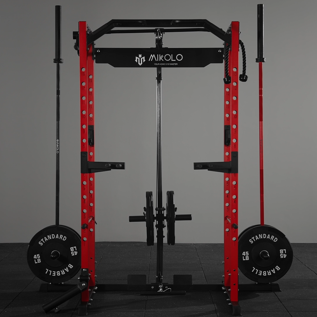 f4 power rack with 4 weight plate storage pins and 2 barbell holders - Mikolo