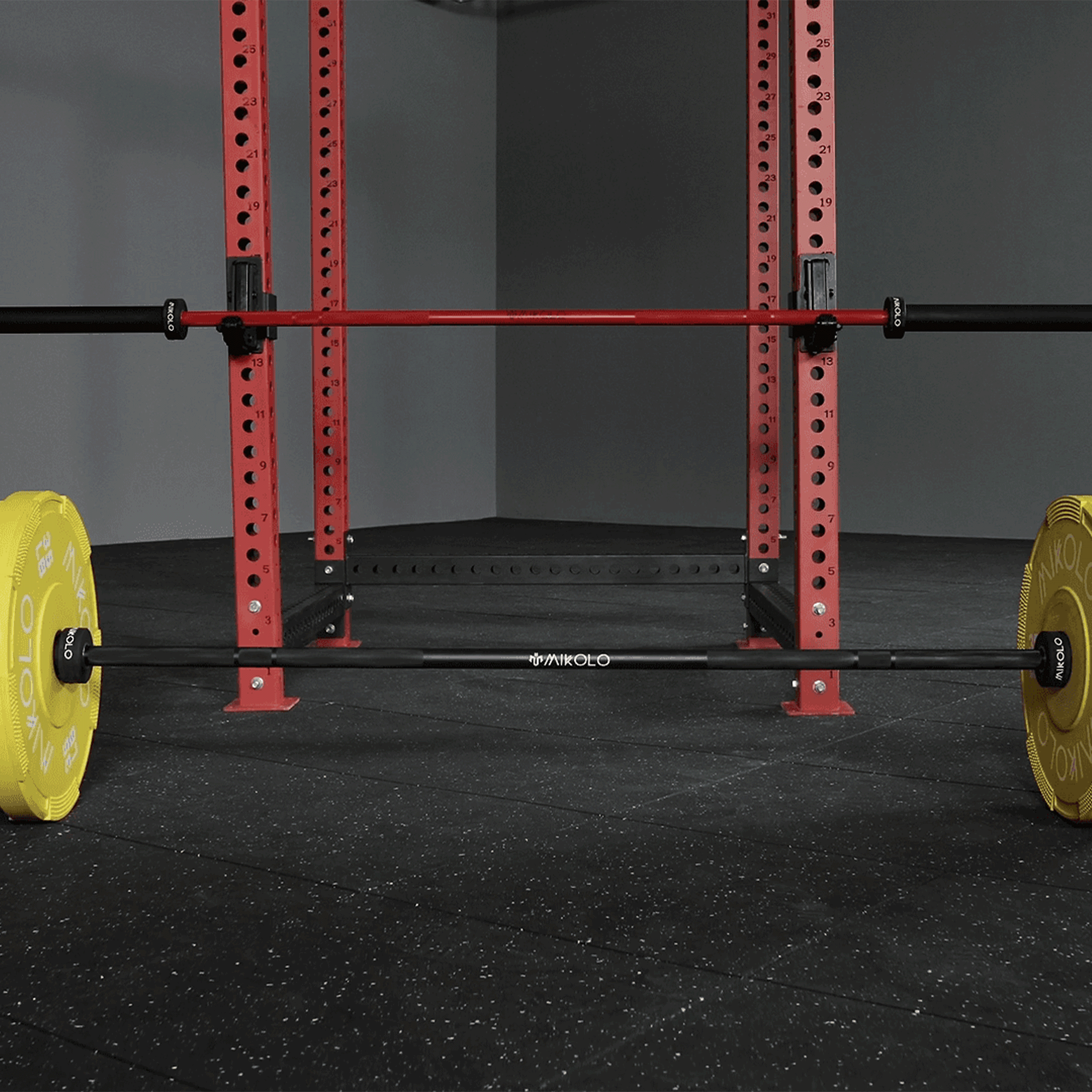 Wall mounted folding red squat rack - MIKOLO