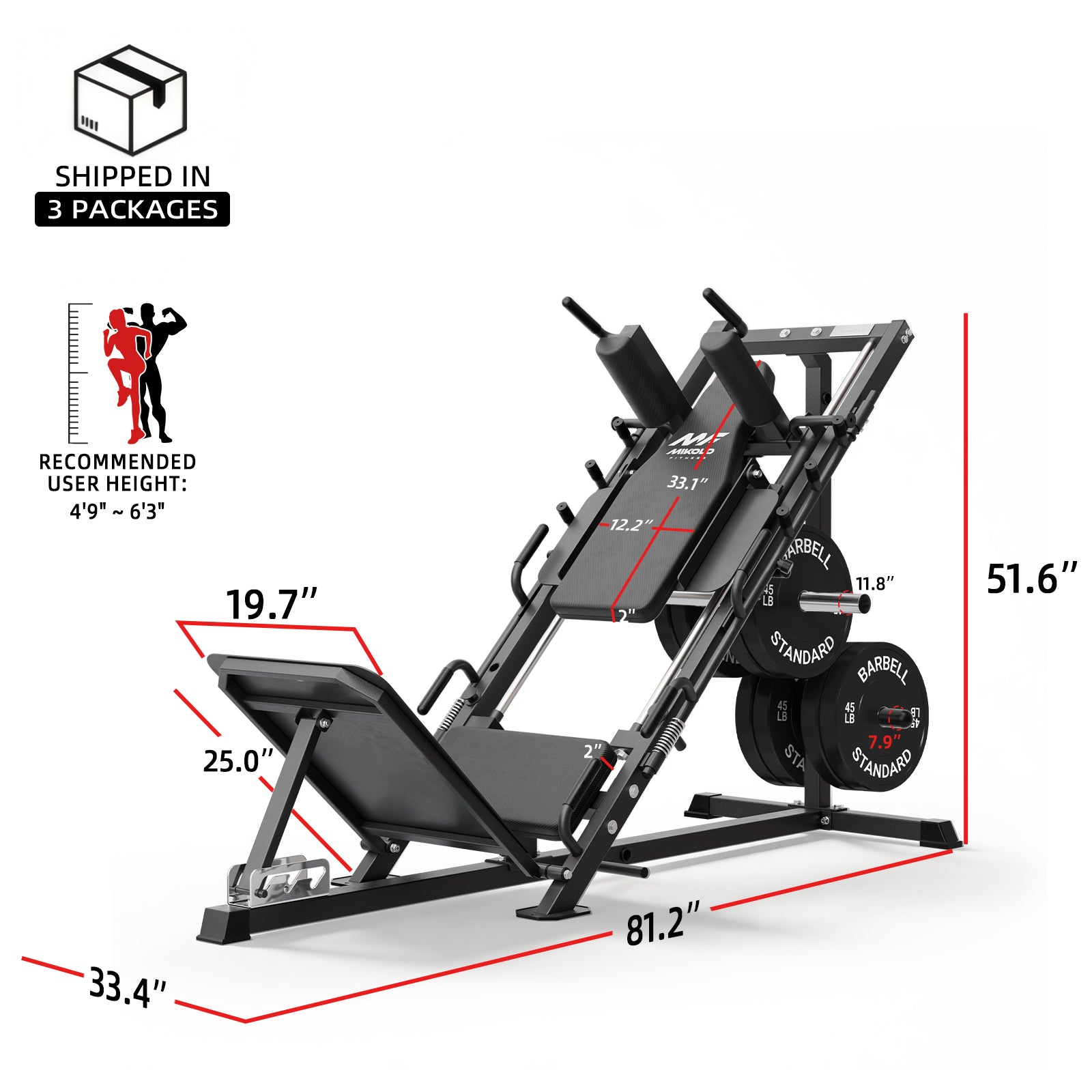 2-in-1 Leg Press Hack Squat Machine Combo DD10