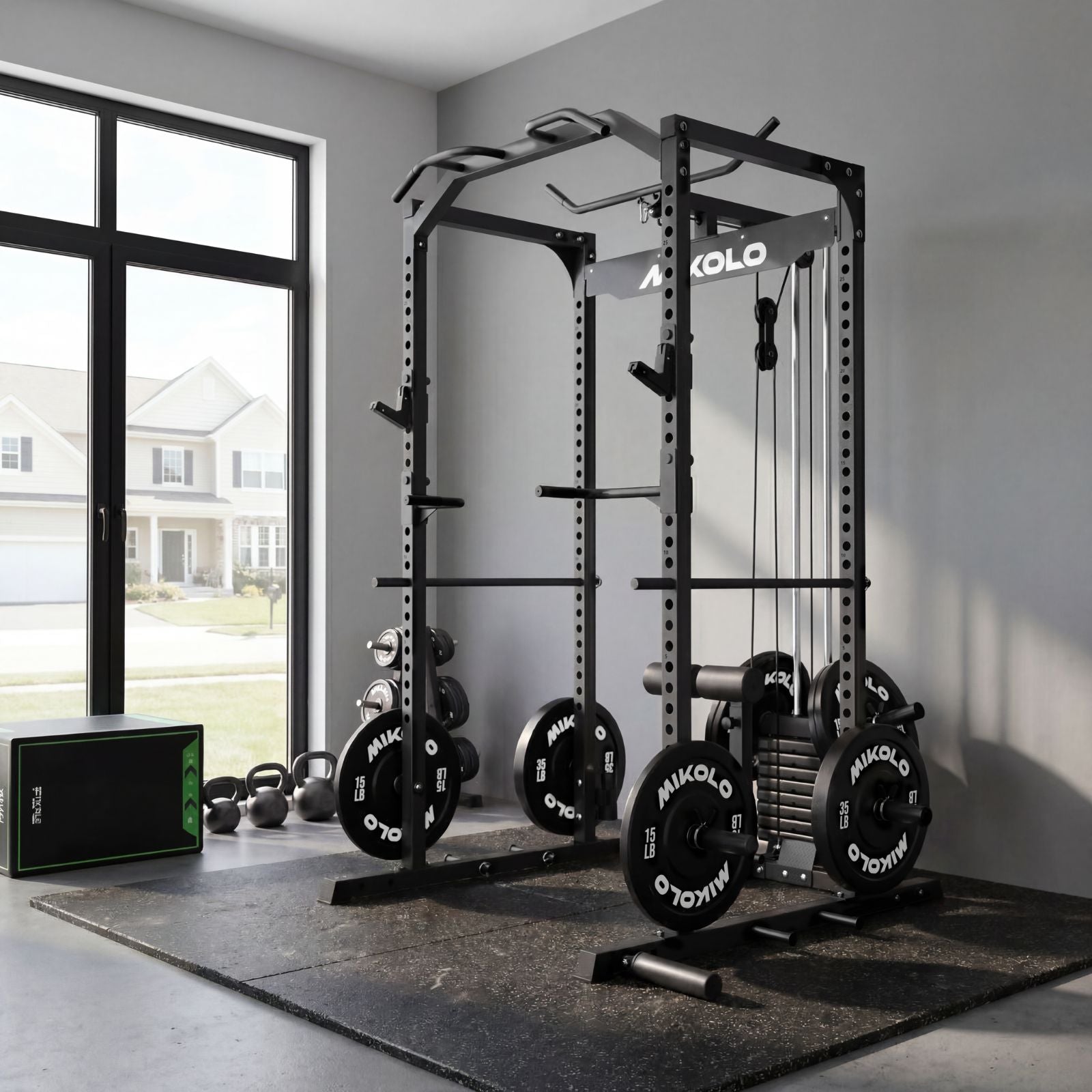 F4-Elite Power Rack with Integrated Weight Stack Lat Pull Down System