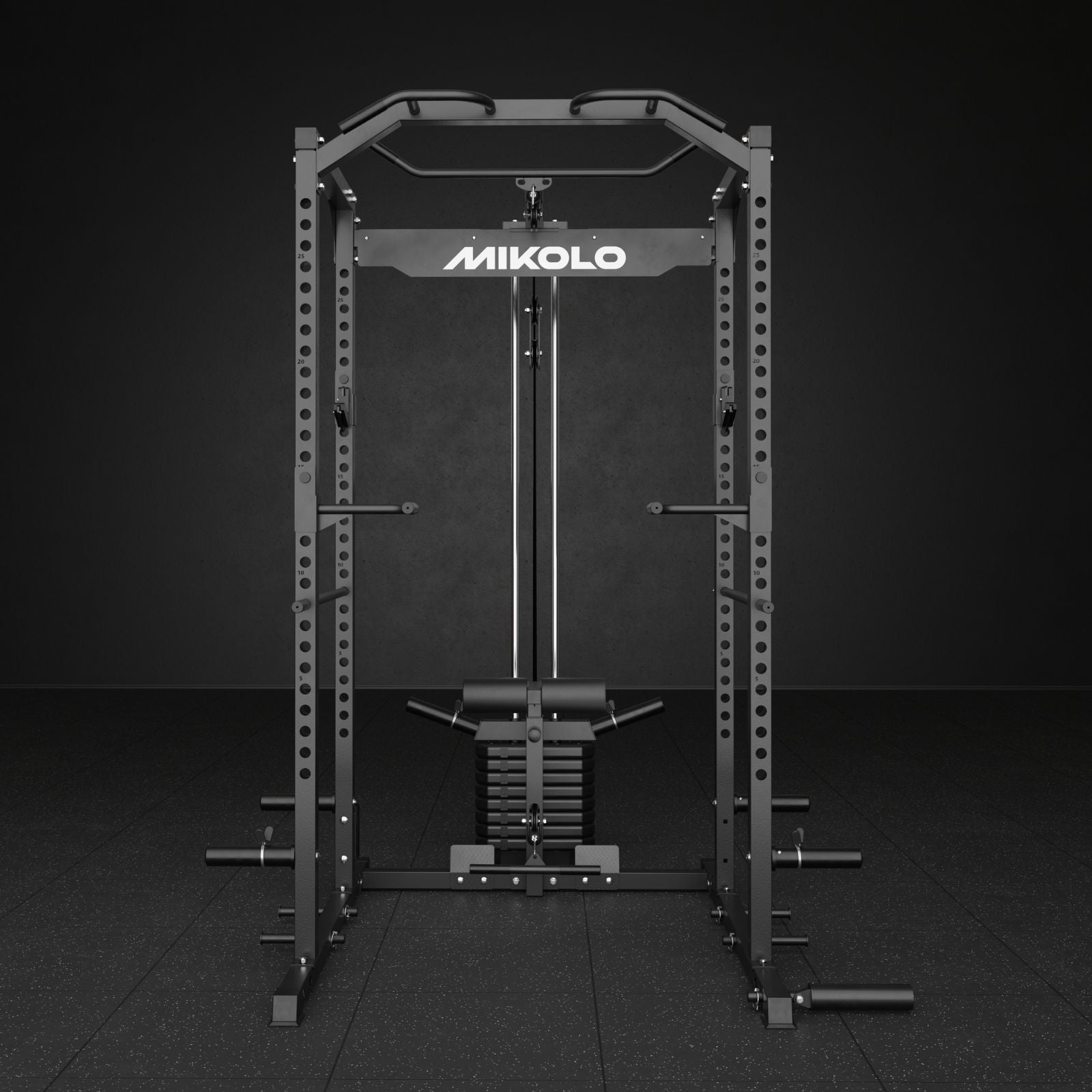 Rack de Potencia F4-Elite con Sistema Integrado de Polea Alta con Pila de Pesas
