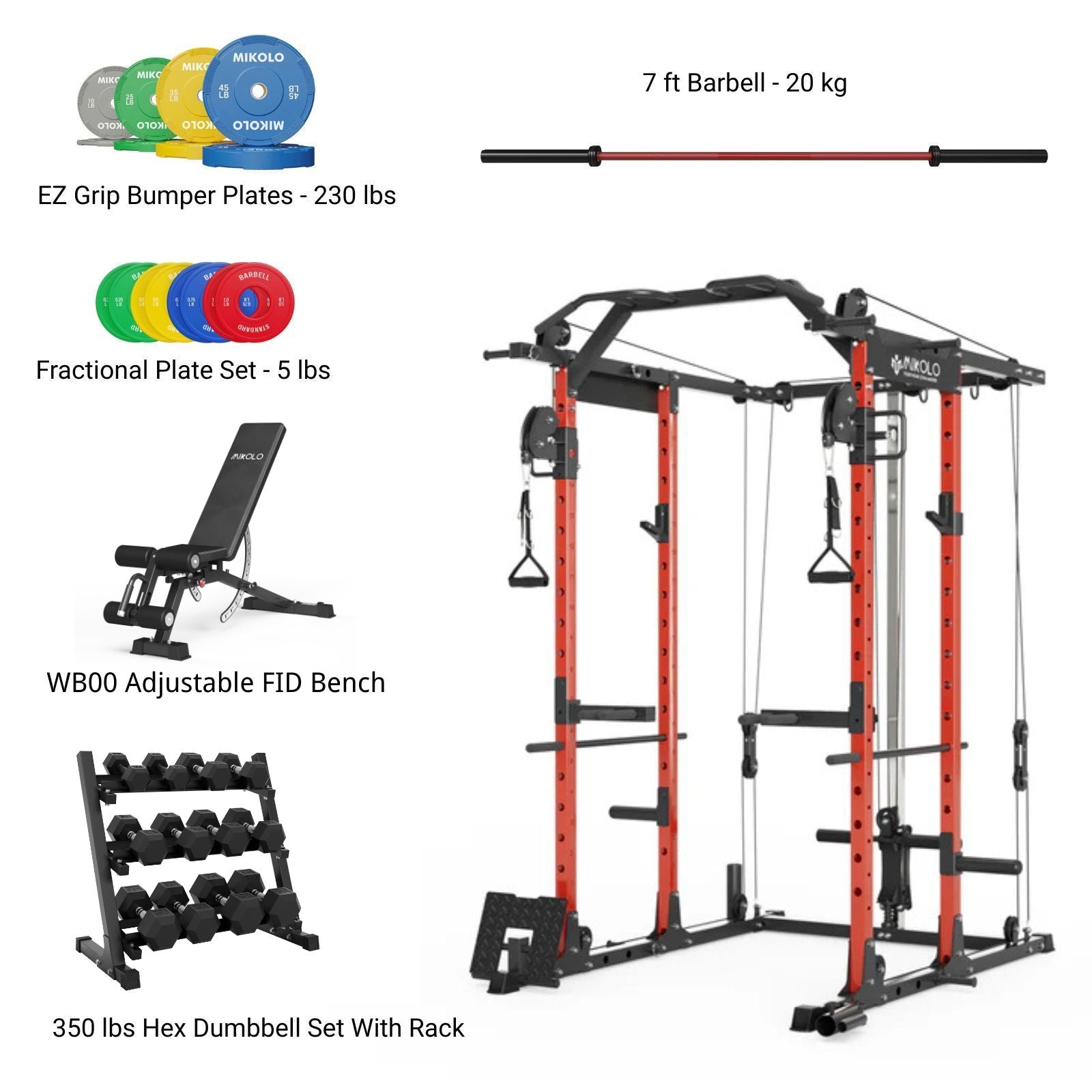 K6 Home Gym Package with 350 lbs Dumbbell Set