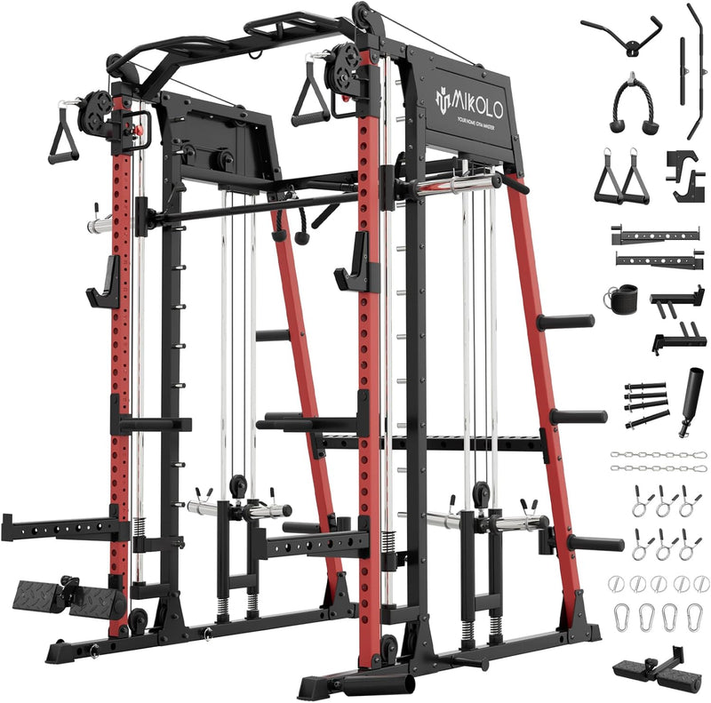 M4-2.0 Standard All-In-One Home Smith Machine with Cables (UPGRADED) — Red