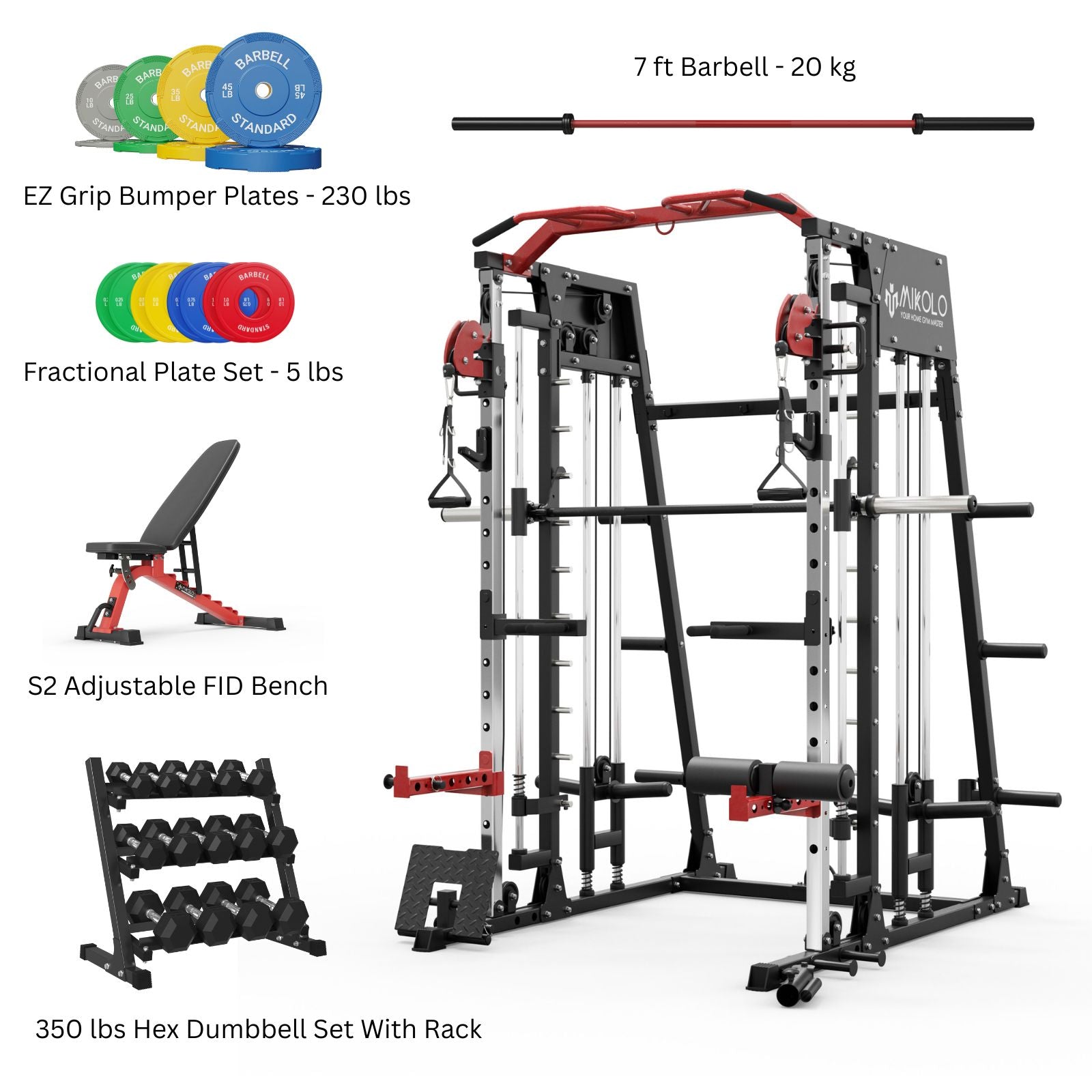 M4 Home Gym Package with 350 lbs Dumbbell Set