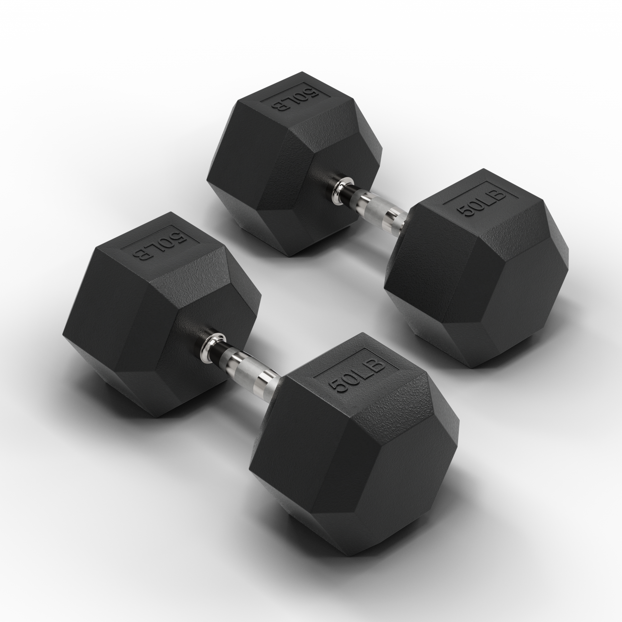 Rubber Hex Dumbbells Set with Rack