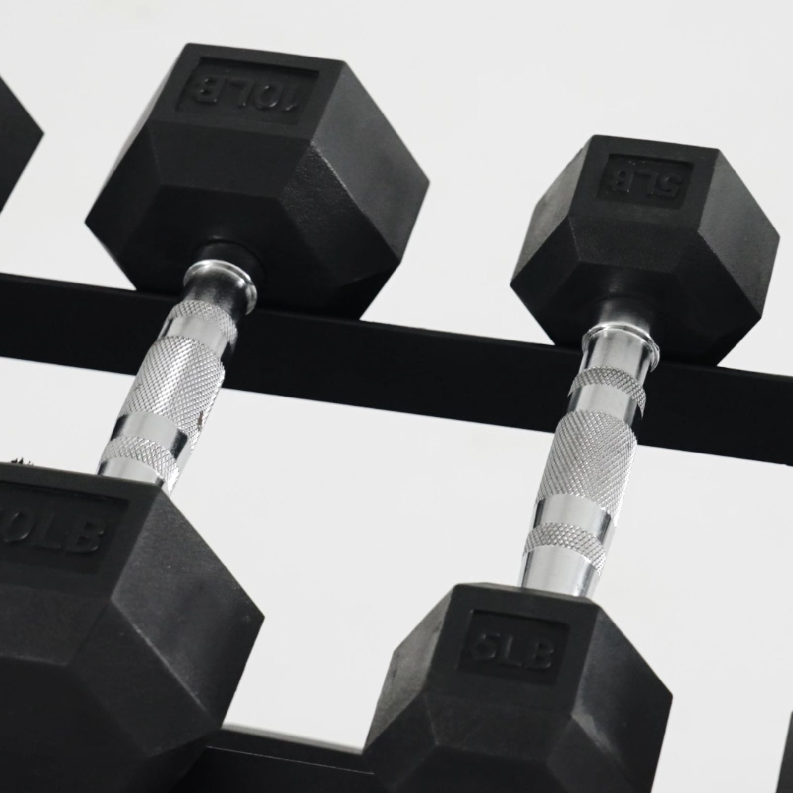 Rubber Hex Dumbbells Set with Rack