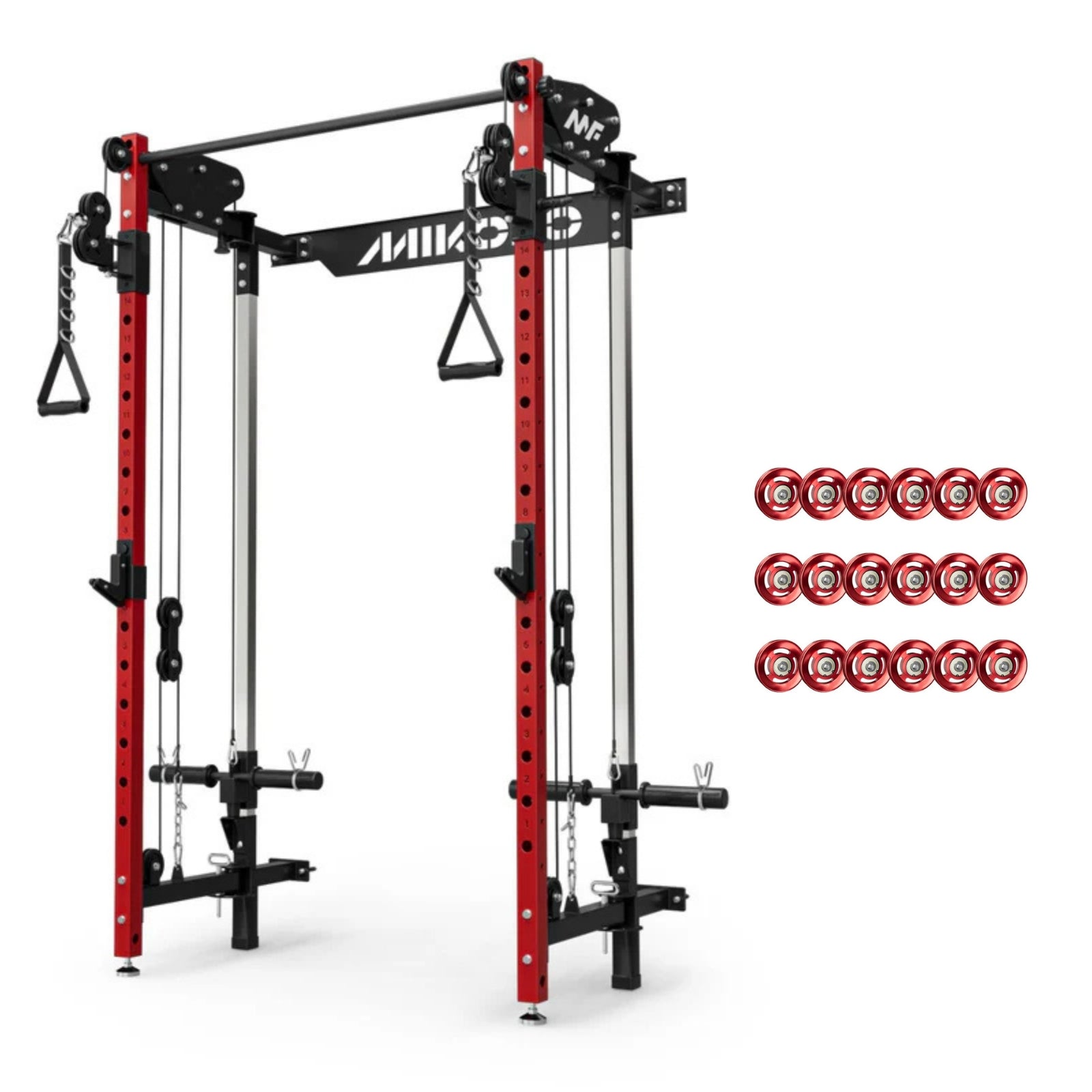 Mikolo Cheetah Red Foldable Wall Mounted All-in-One Trainer with Red Aluminum Pulleys