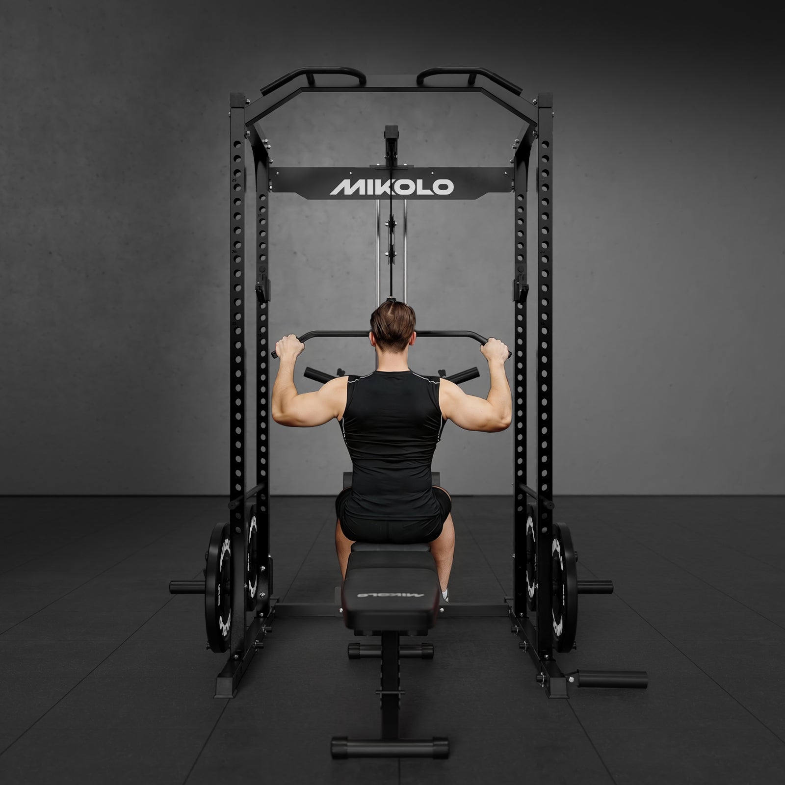 F4-Elite Power Rack with Integrated Weight Stack Lat Pull Down System