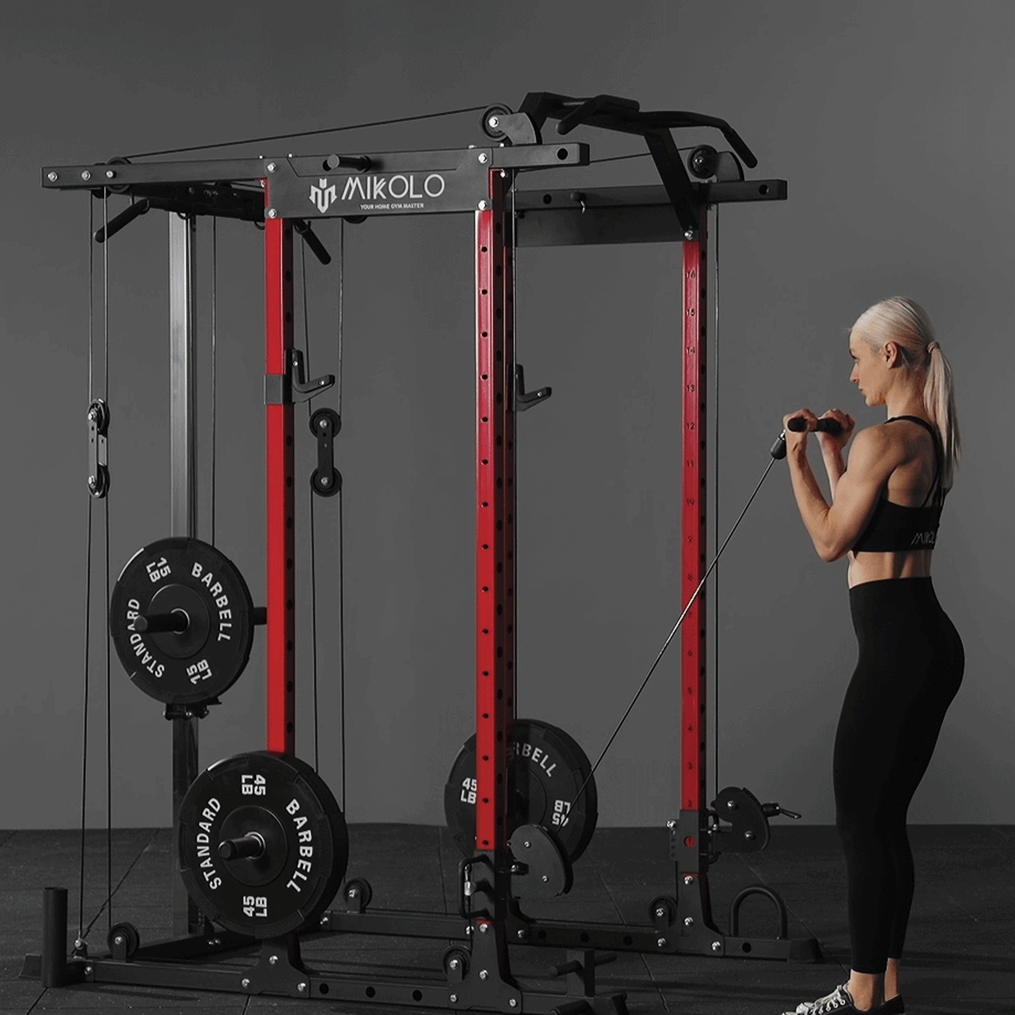 power rack with cable system #color_red