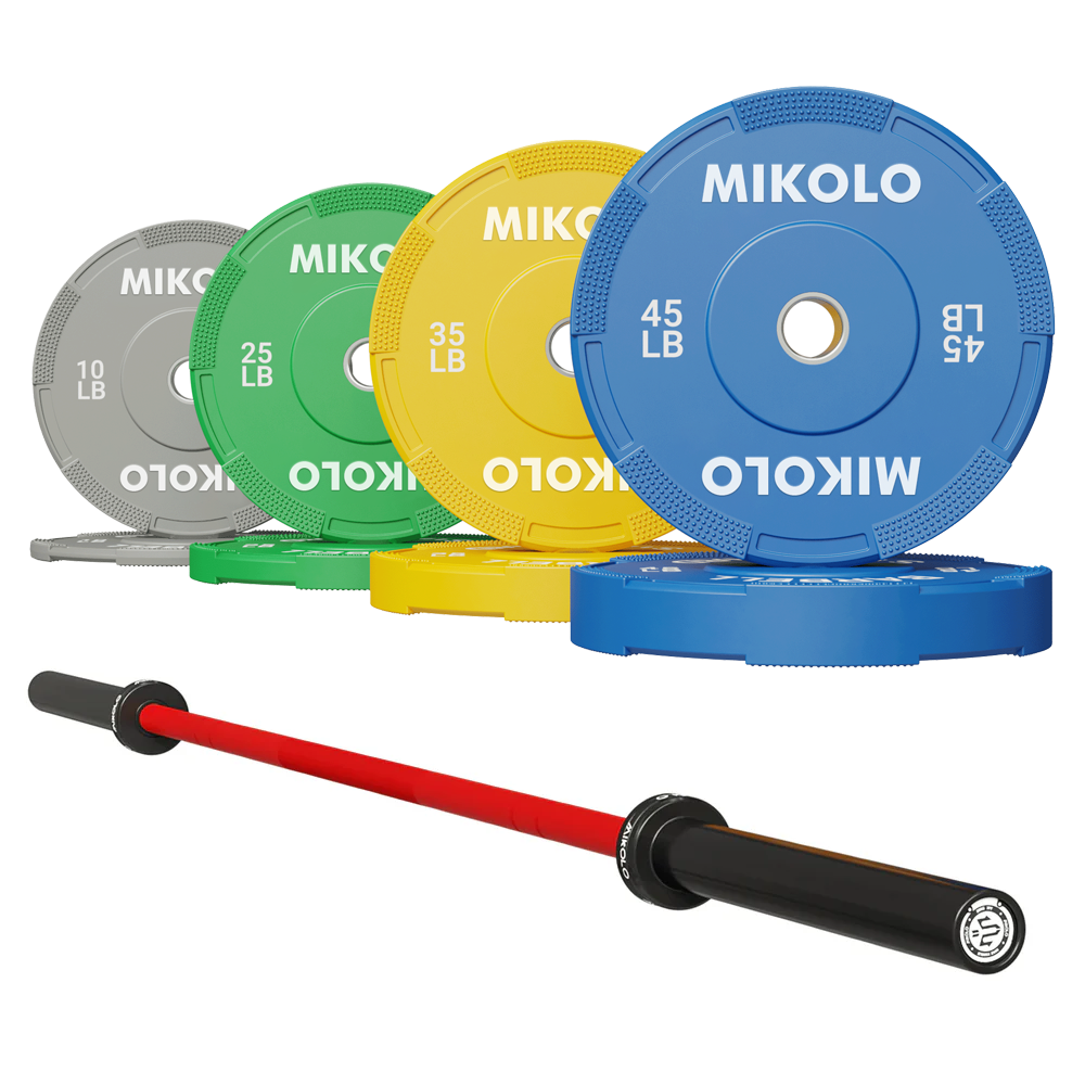 7FT Barbell & 230LBS Bumper/Iron Set - MIKOLO