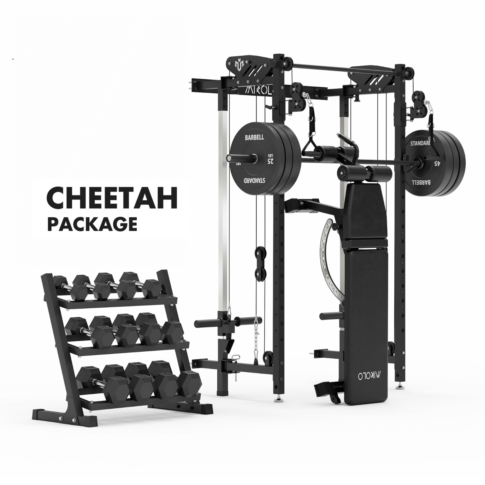 CHEETAH™ Home Gym Pack with 350 lbs Dumbbell Set