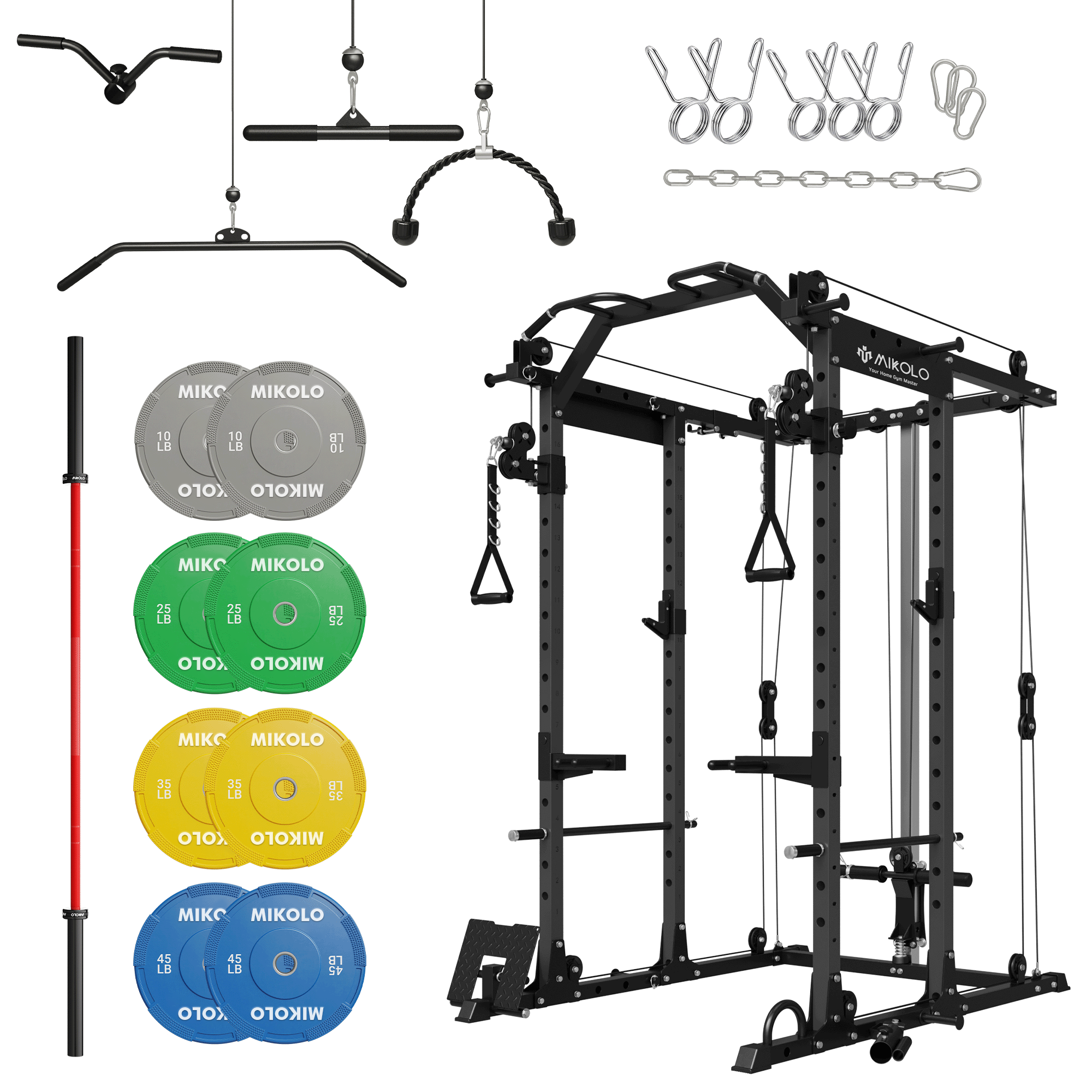 MIKOLO K6 Rack with Barbell and Weights Set