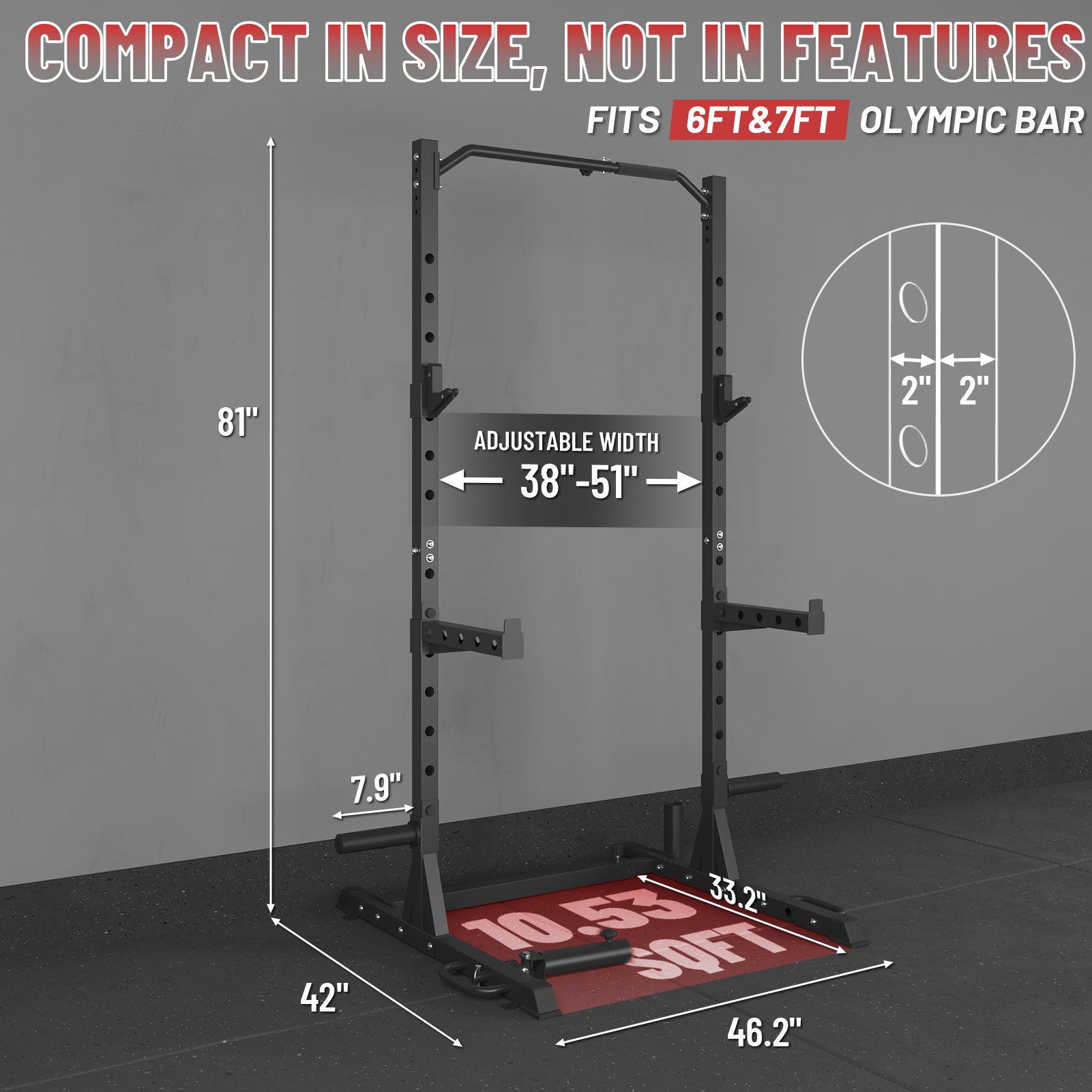 MIKOLO HR00 ADJUSTABLE SQUAT STAND WITH SAFETY SPOTTER ARMS