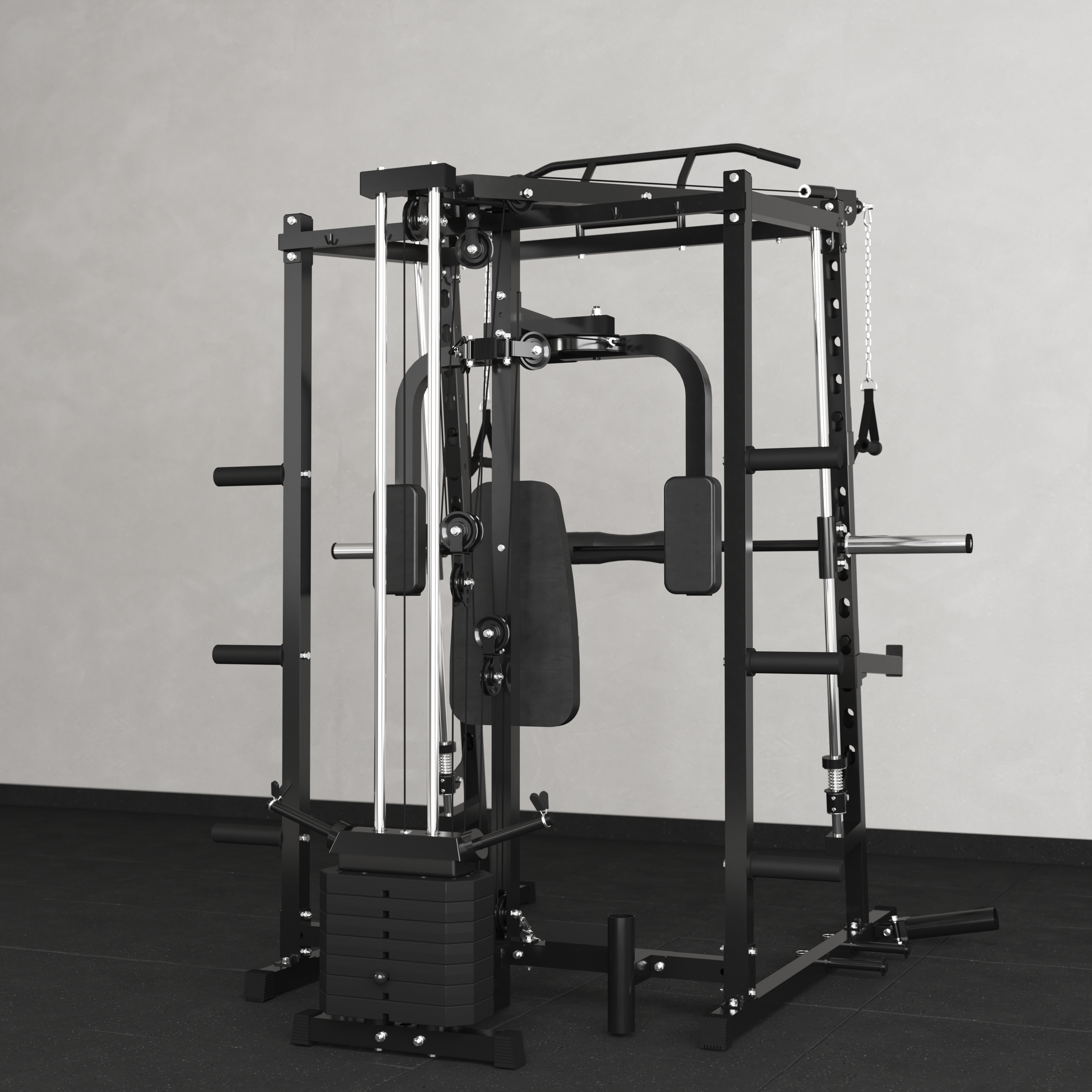 MIKOLO HIPPO-PRO SMITH MACHINE AND PEC DECK COMBO WITH WEIGHT STACK SYSTEM