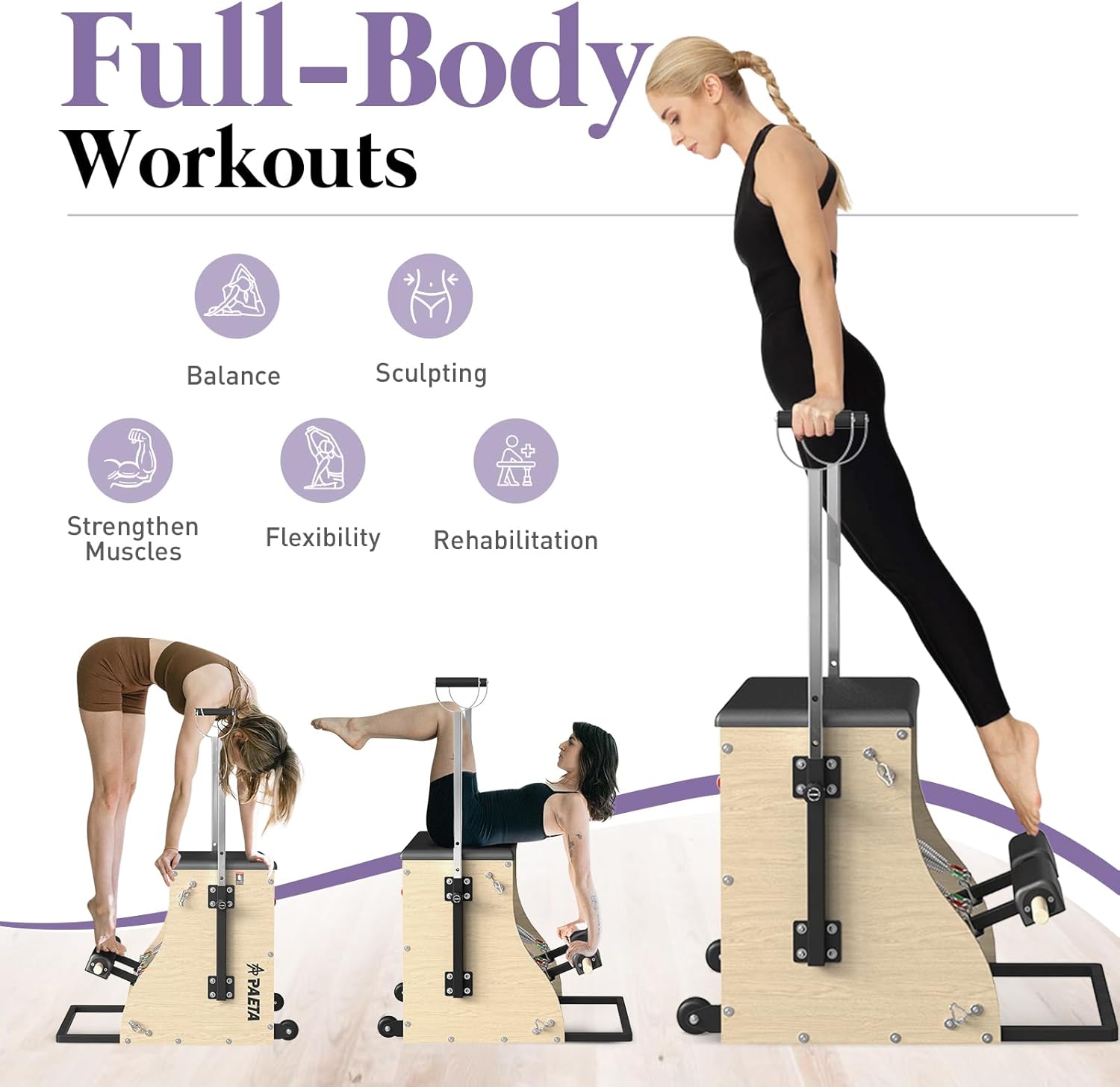 Pilates Combo Chair,Wunda Chair with Resistance Bands