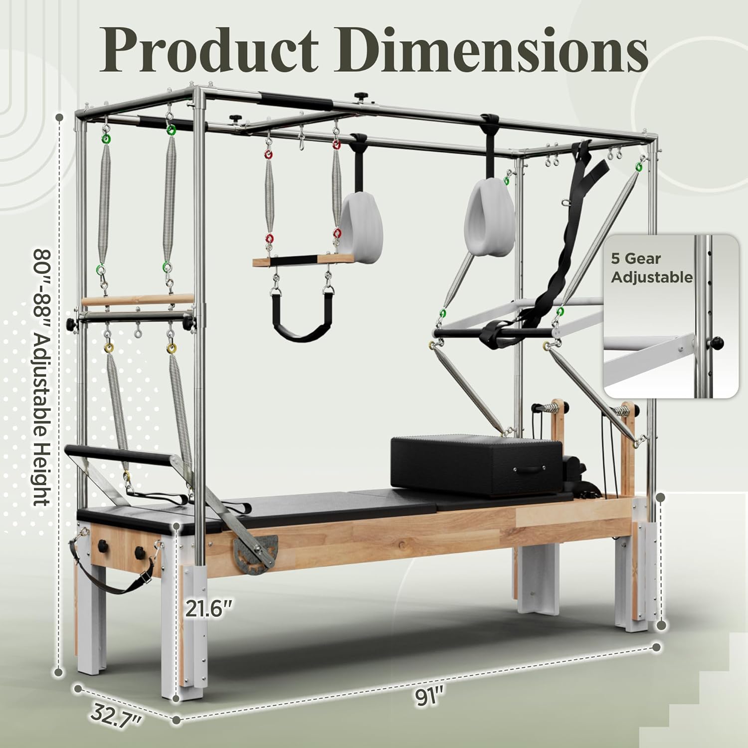 Wooden Reformer Pilates Machine with Cadillac Trapeze Table