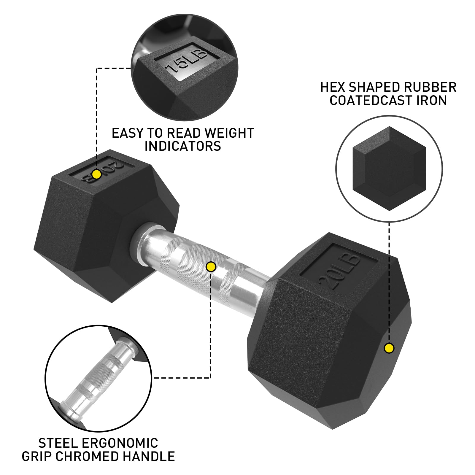 Rubber Hex Dumbbell Set with A-Frame 5 Tier Dumbbell Rack