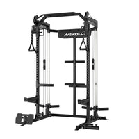 HR05 Half Rack and Functional Trainer Combo, Black, Red - MIKOLO
