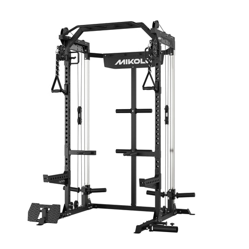 HR05 Half Rack and Functional Trainer Combo, Black, Red - MIKOLO