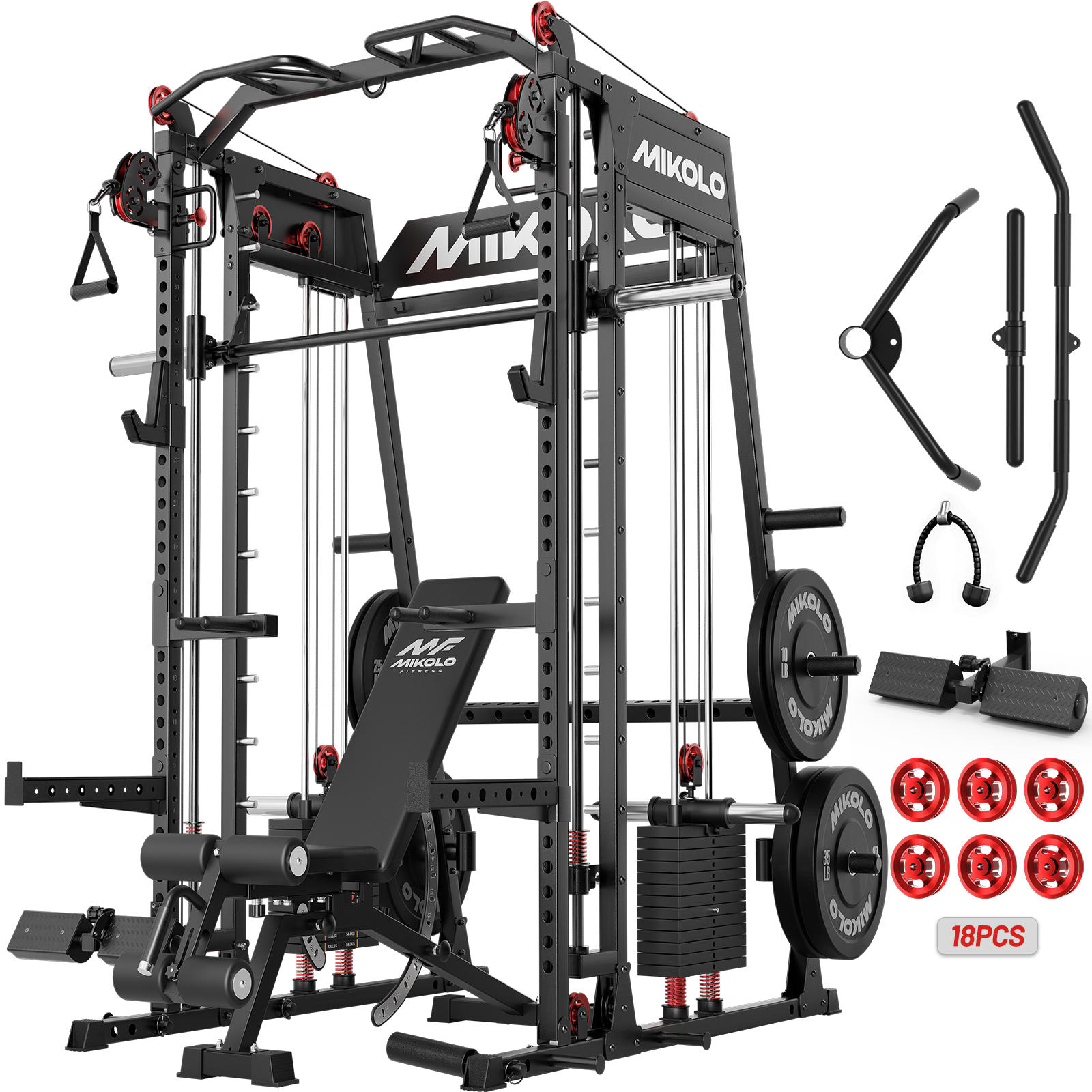 Máquina de gimnasio Smith M4-2.0 Elite todo en uno con pilas de pesas dobles (ACTUALIZADA)