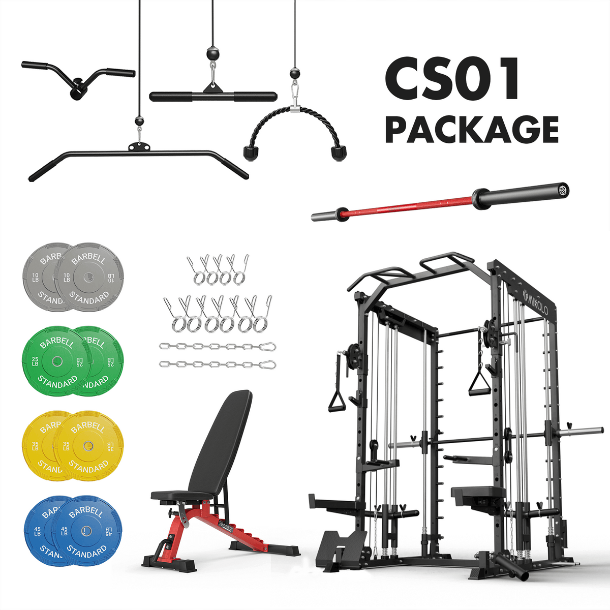 CS01 Home Gym Smith Machine with Dual Cables - MIKOLO
