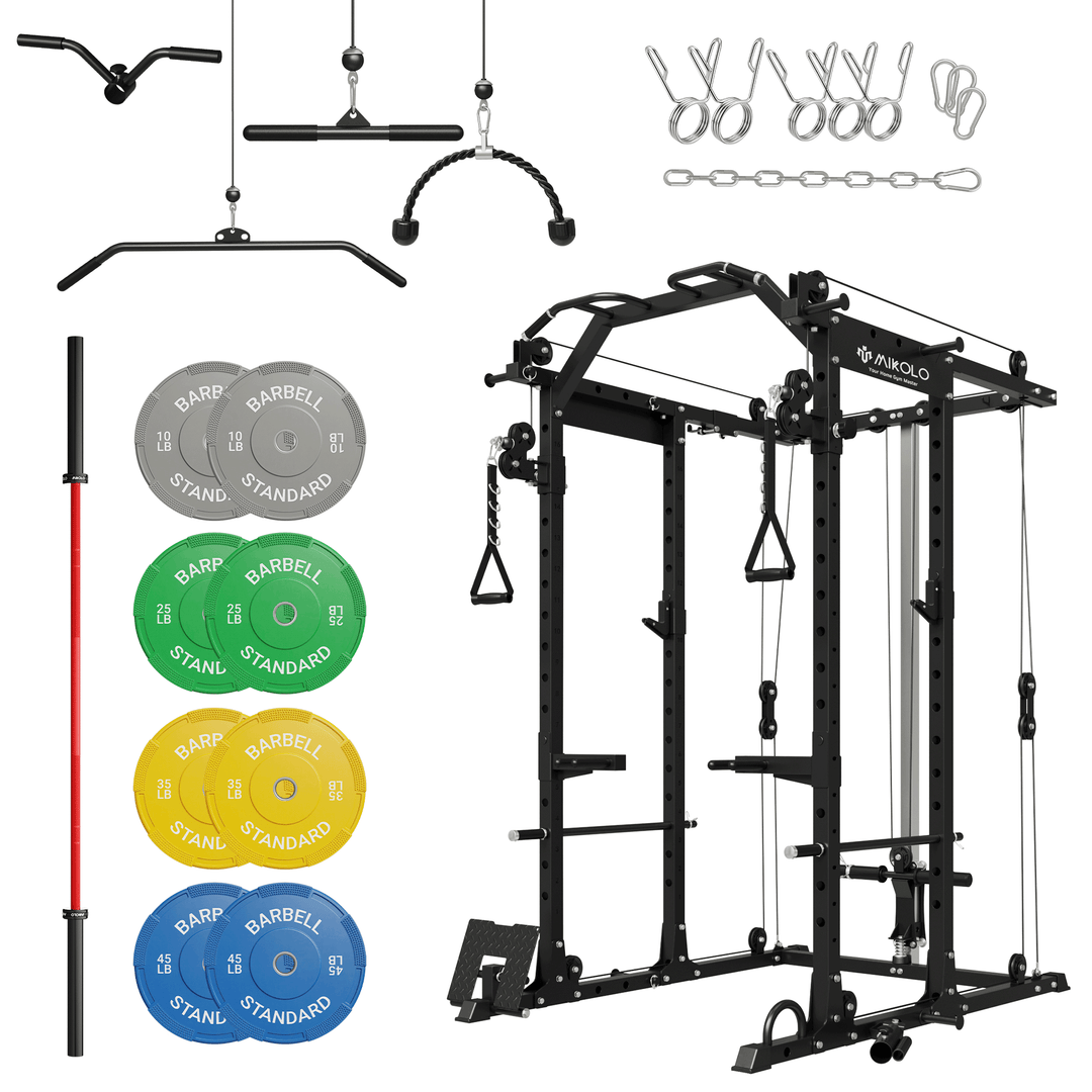 MIKOLO K6 Rack with Barbell and Weights Set