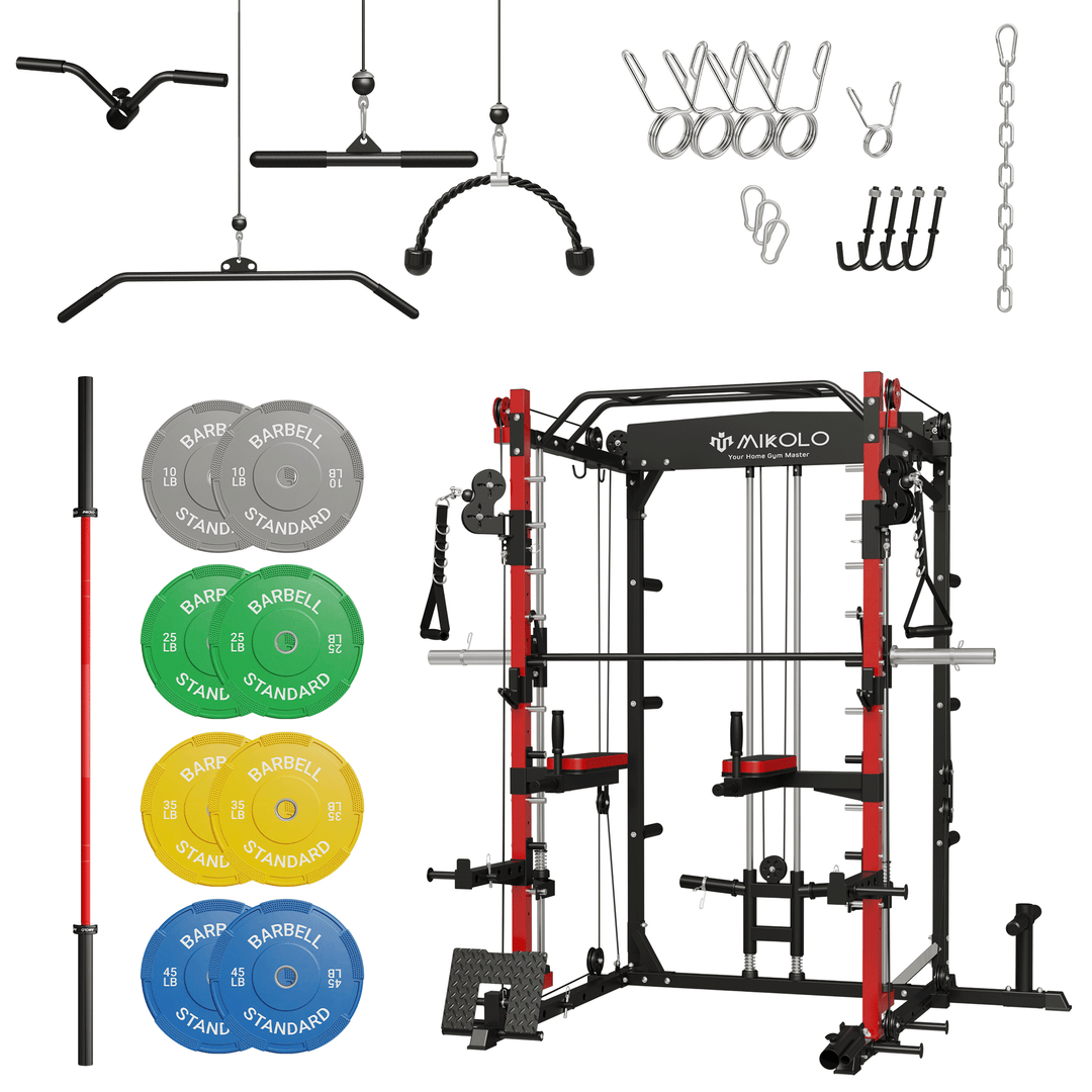 Mikolo Smith Machine Home Gym, Multi-Functional Squat Rack with
