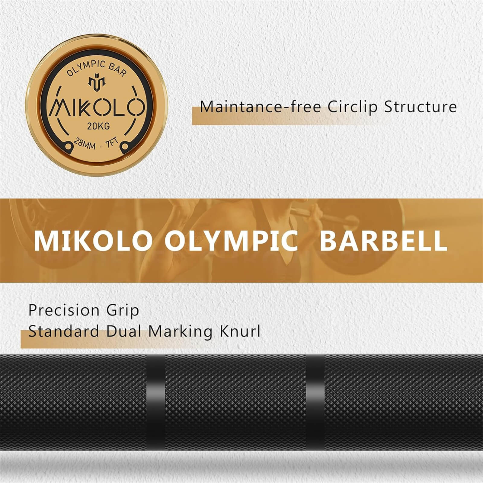 Gold 7 ft Barbell - 20 kg