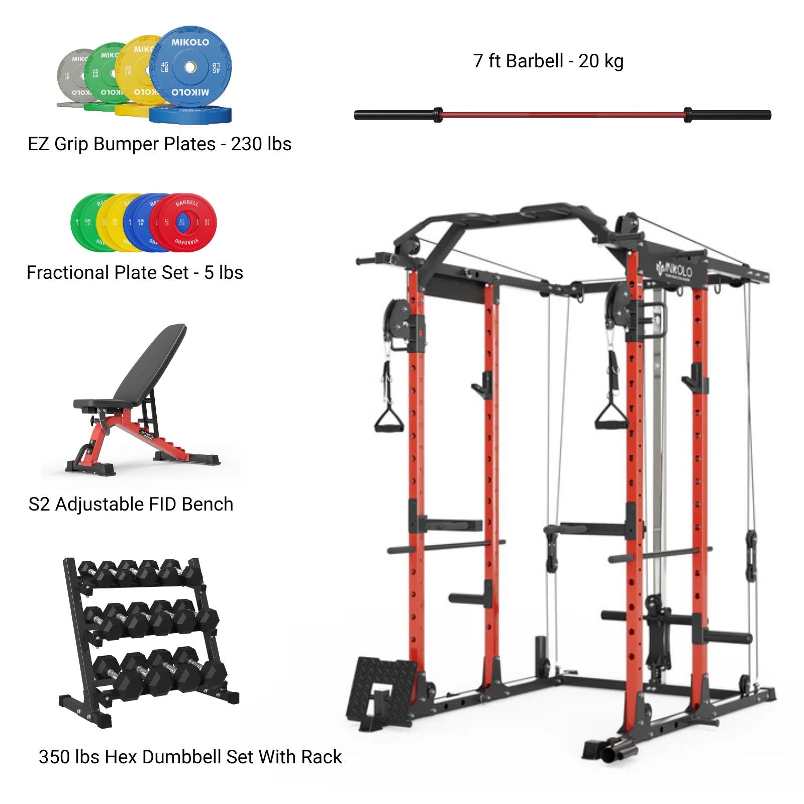 K6 Home Gym Package with 350 lbs Dumbbell Set