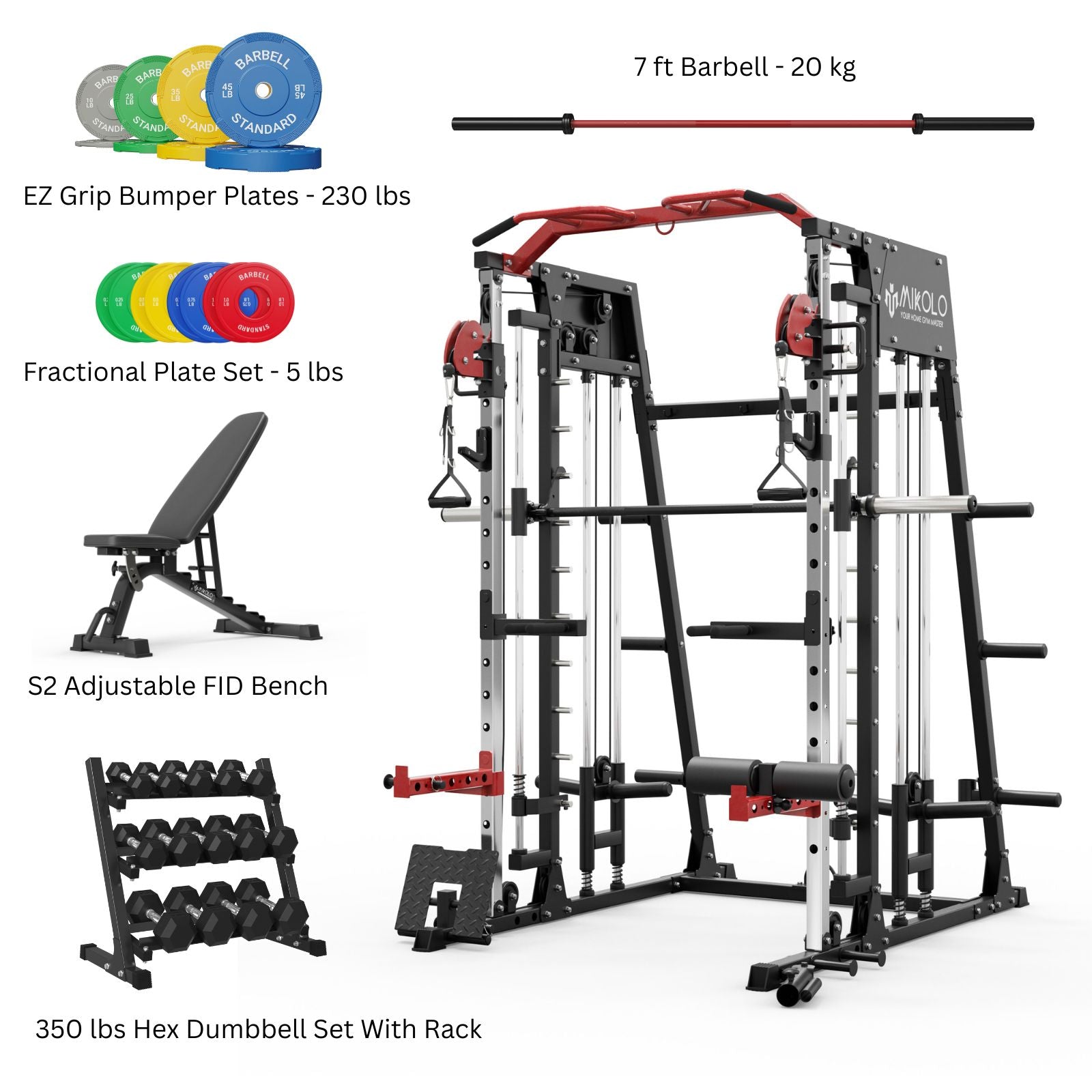 M4 Home Gym Package with 350 lbs Dumbbell Set