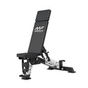 Black Mikolo Fitness adjustable weight bench with padded seat and backrest, featuring a silver angle adjustment rail