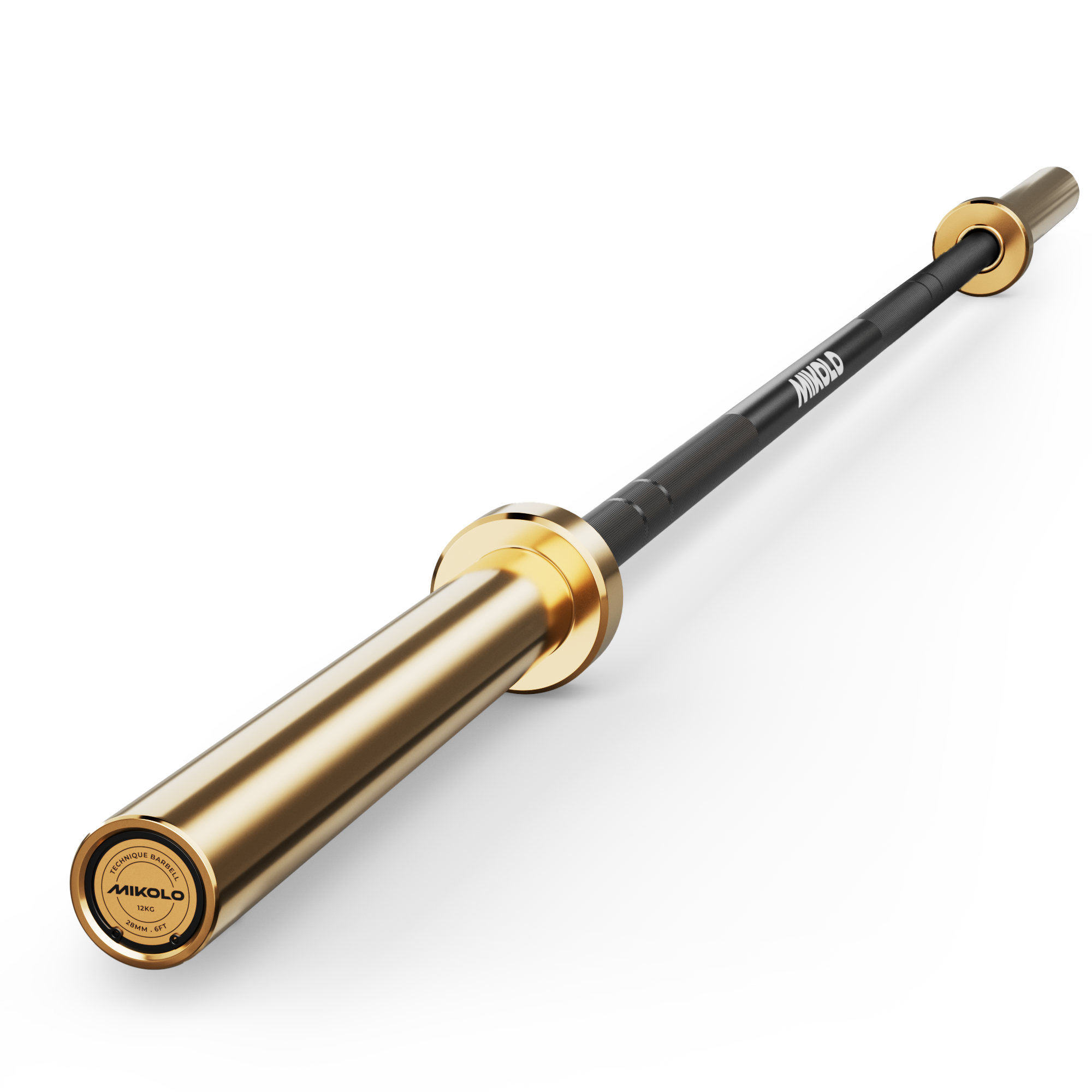 Mikolo BB04 6ft Technique Olympic Barbell - 12kg/26lbs, 28mm Grip, Gold