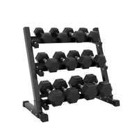 Rubber Hex Dumbbells Set with Rack