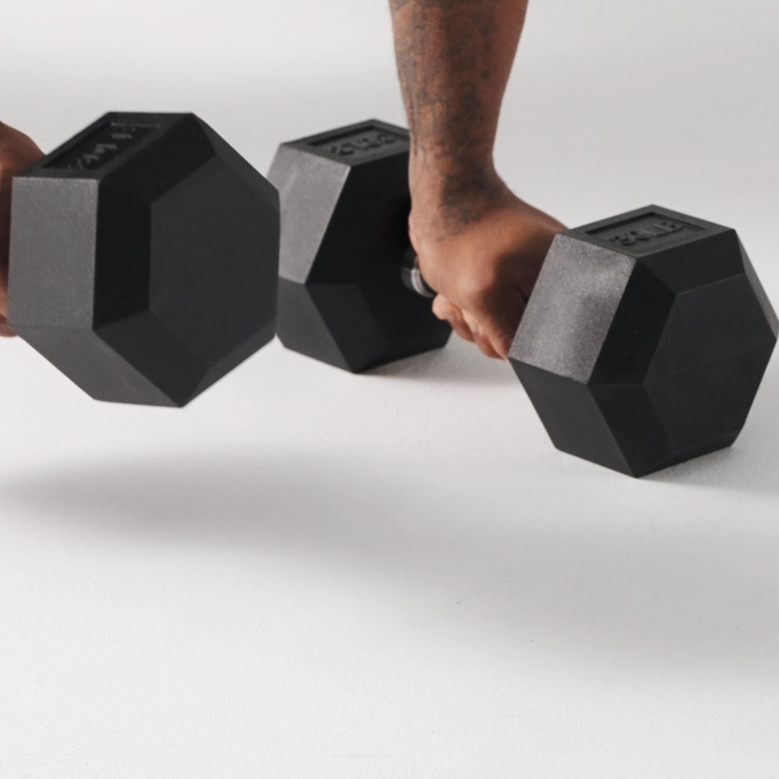 Rubber Hex Dumbbells Set with Rack