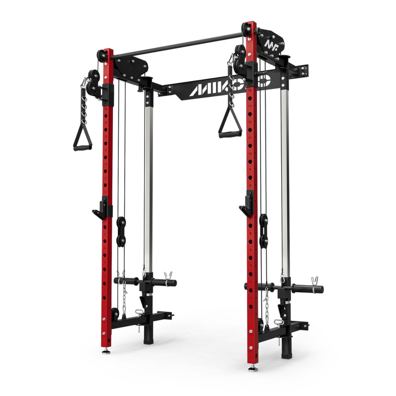 CHEETAH™ Wall Mounted Folding Power Rack Functional Trainer — Red