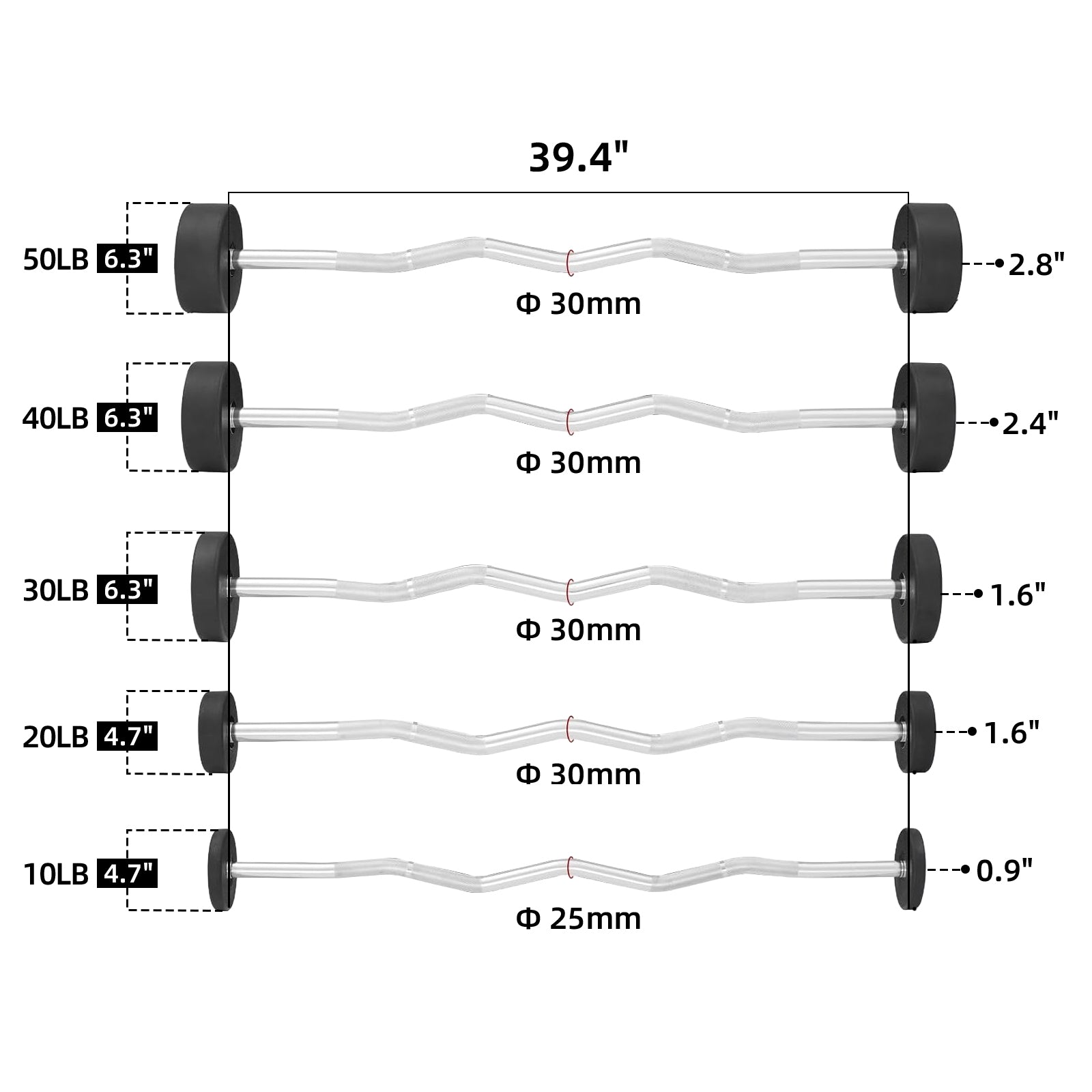 Fixed Weight EZ Curl Barbell FB01