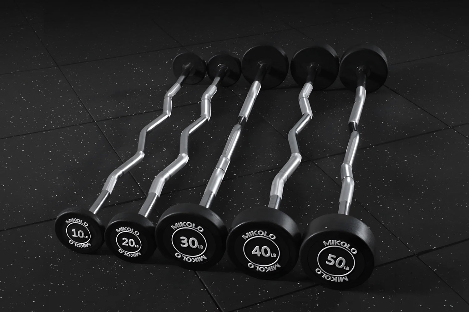 MIKOLO FB01 Fixed Weight EZ Curl Barbell Pre-Loaded Home Gym Bar