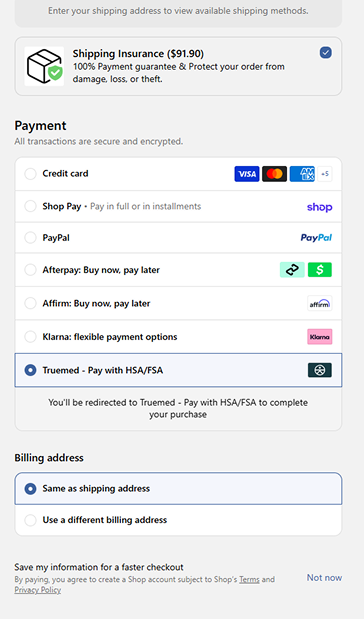 Select Truemed at Checkout