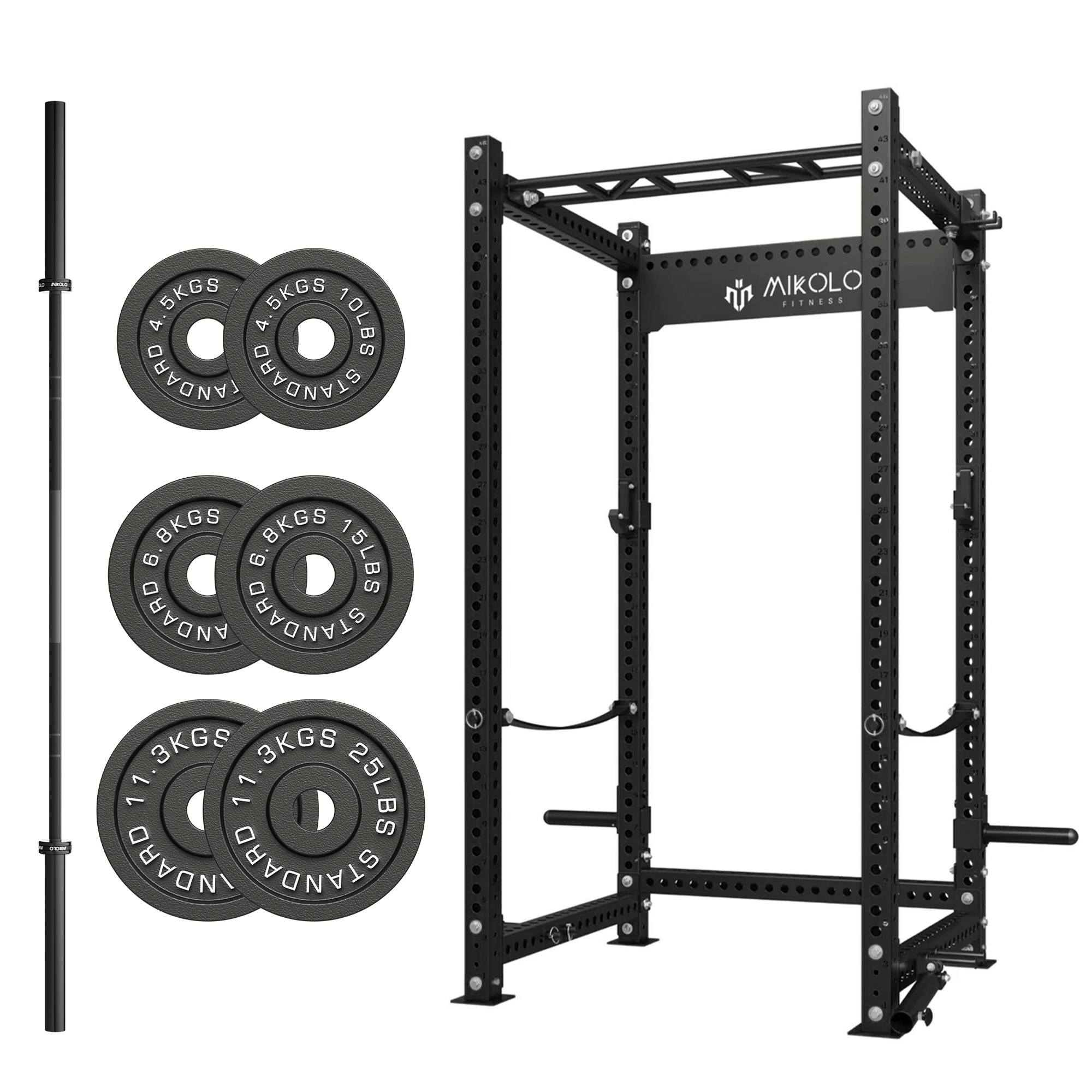 MIKOLO P5 Rack with Barbell and Weights Set