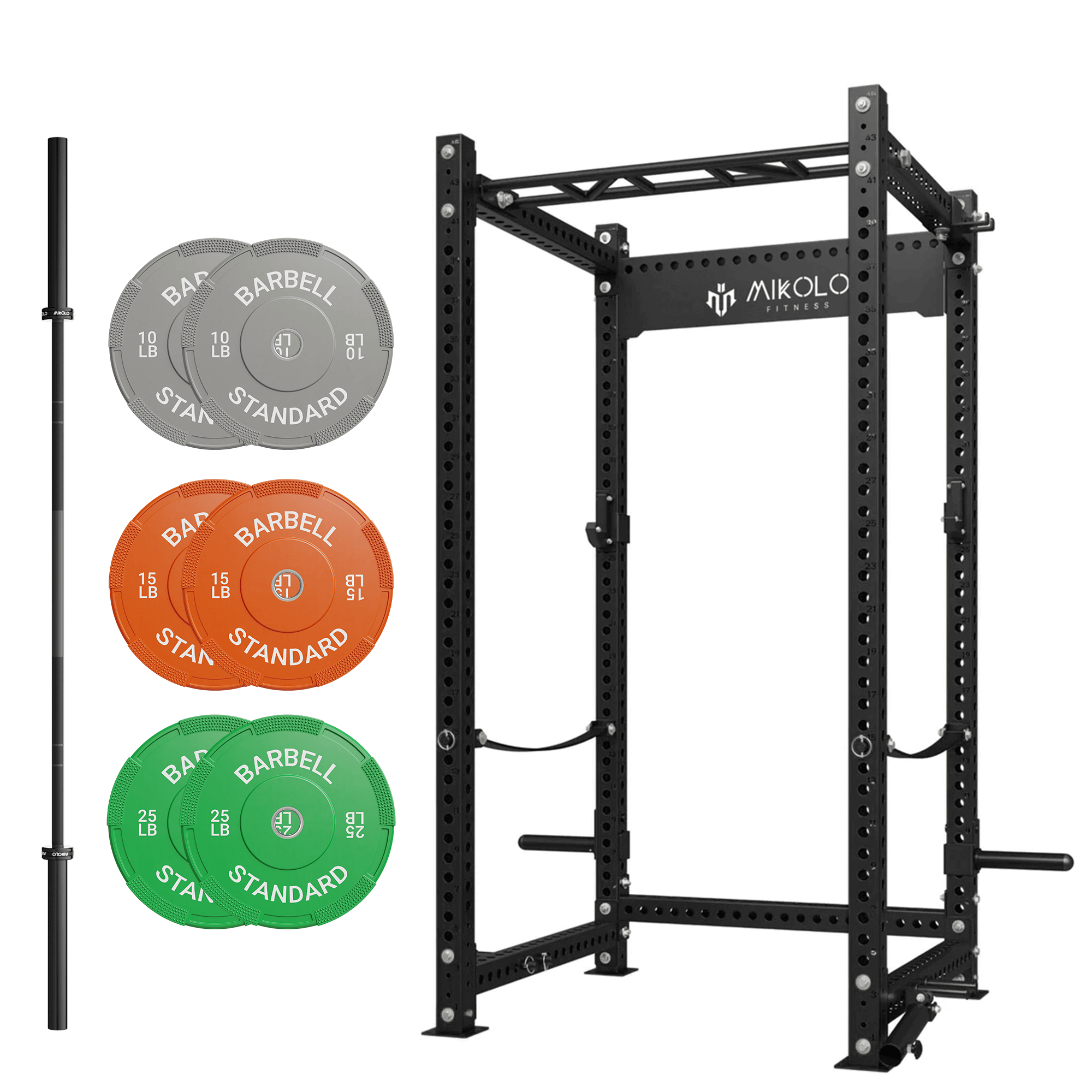 MIKOLO P5 Rack with Barbell and Weights Set