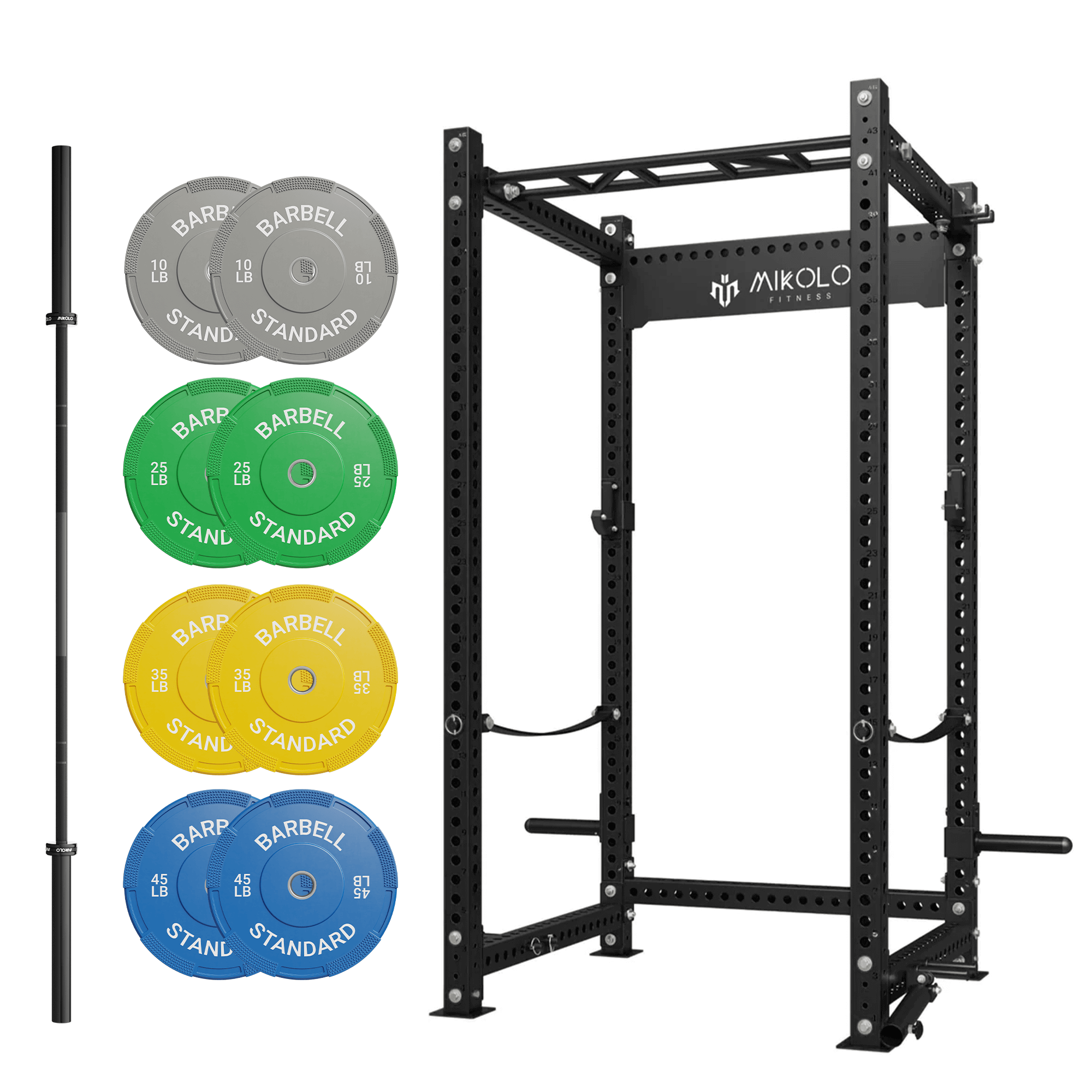 MIKOLO P5 Rack with Barbell and Weights Set