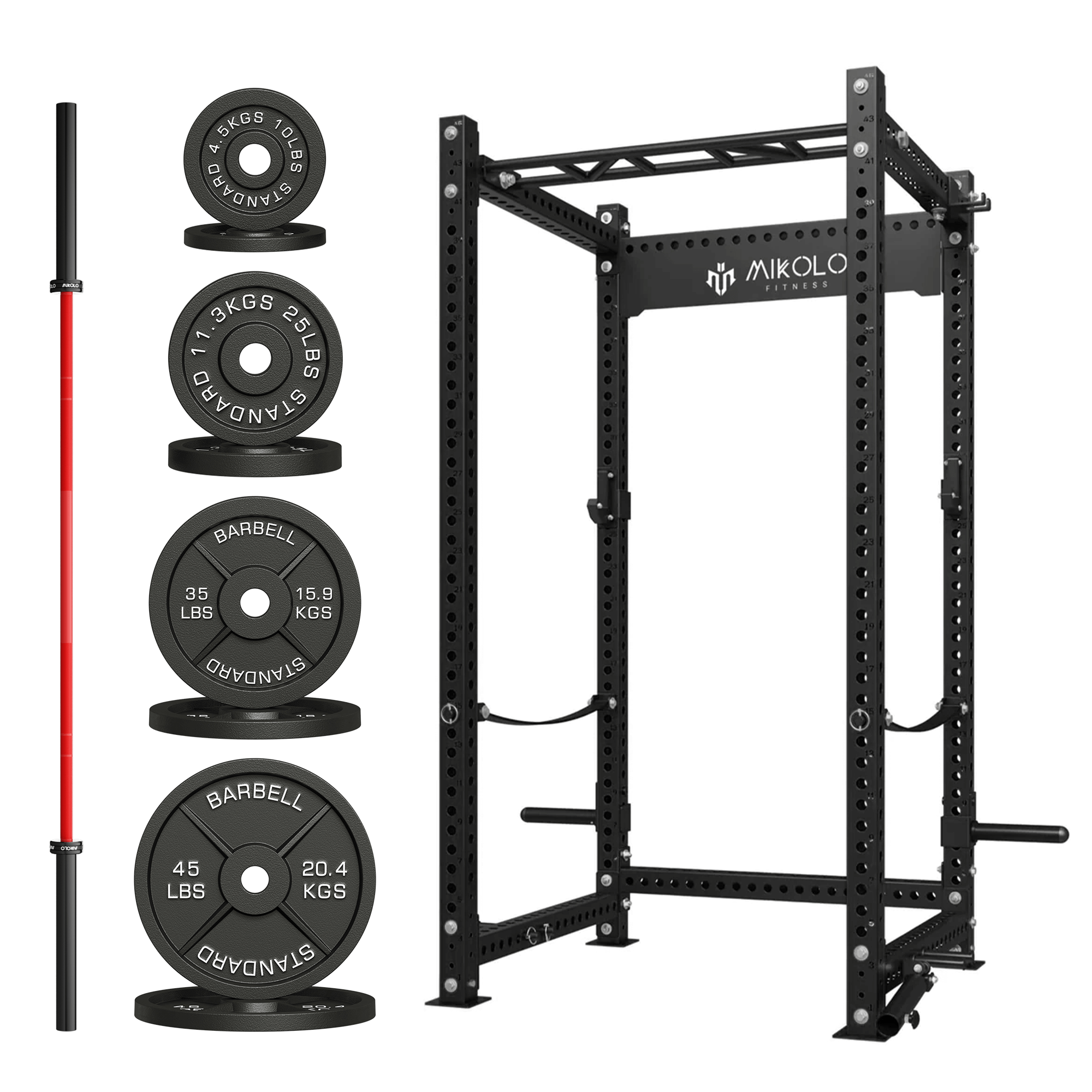 MIKOLO P5 Rack with Barbell and Weights Set