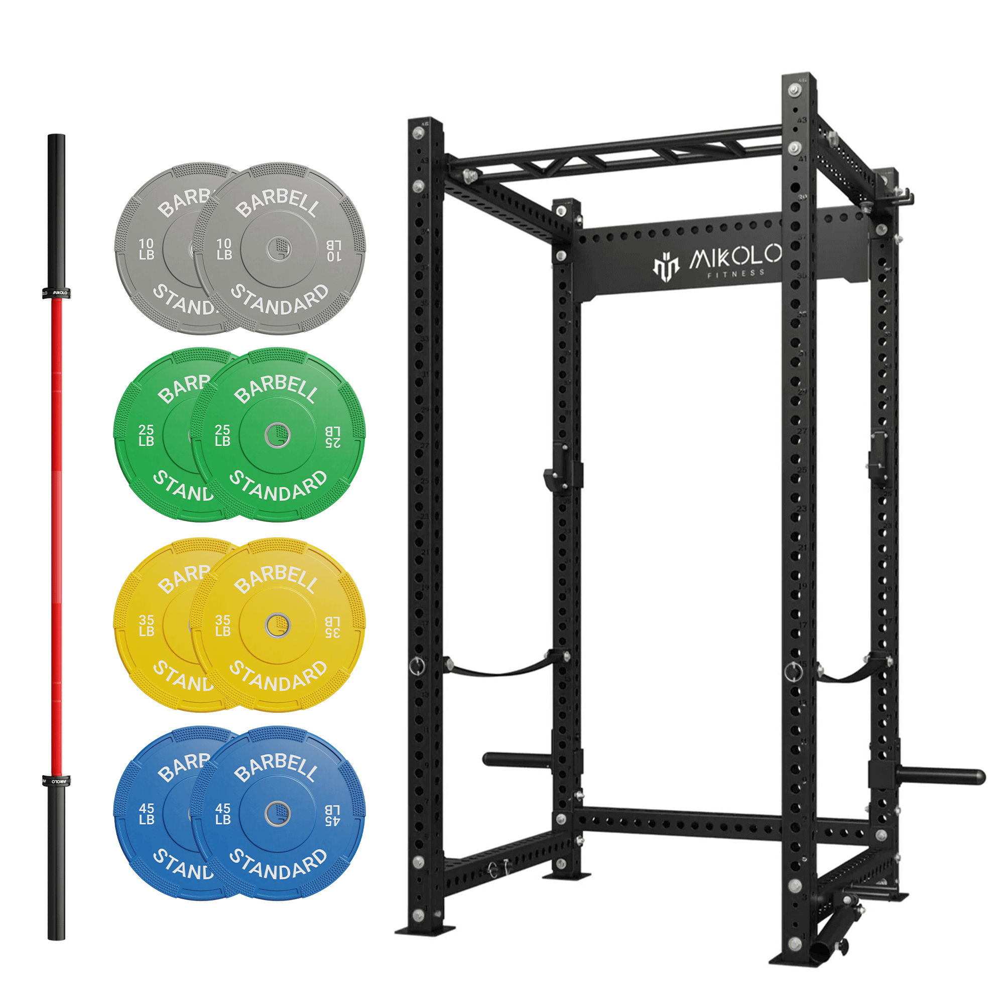 MIKOLO P5 Rack with Barbell and Weights Set