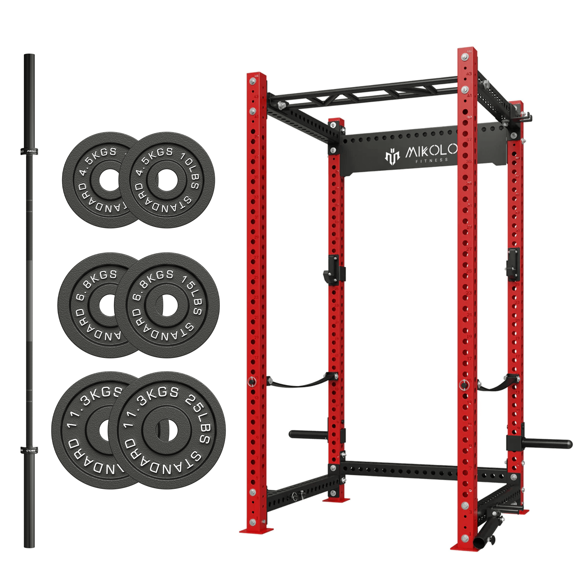 MIKOLO P5 Rack with Barbell and Weights Set