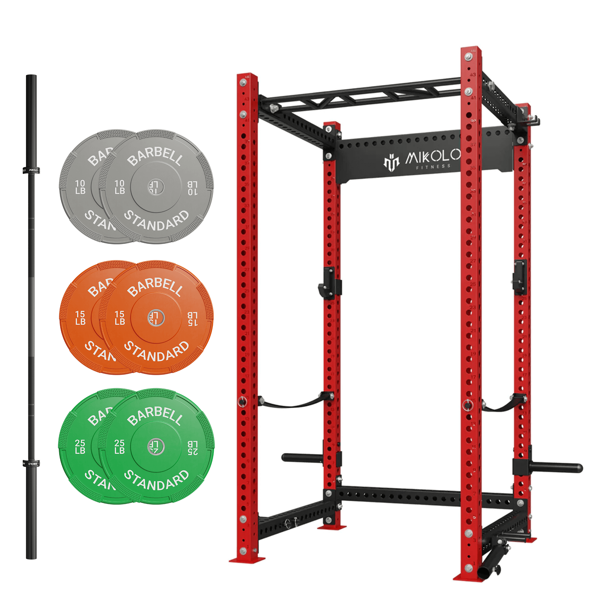 MIKOLO P5 Rack with Barbell and Weights Set